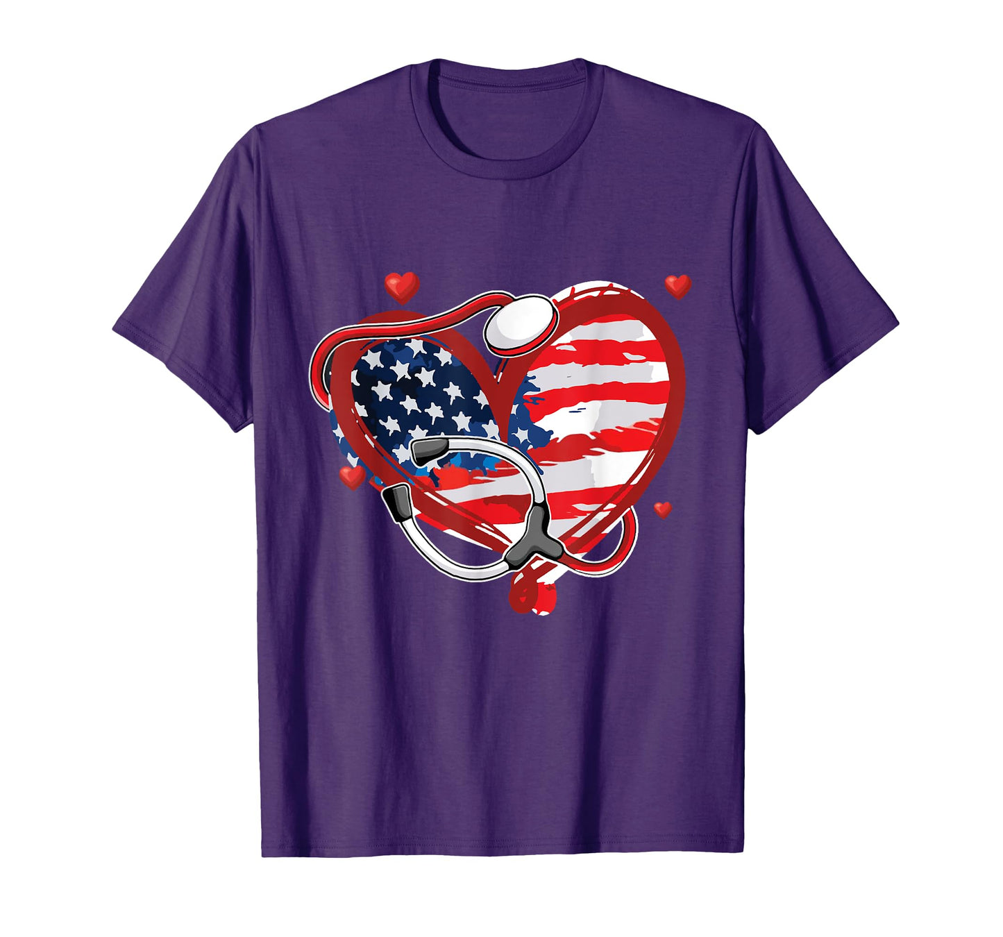 All American Nurse 4th of July Patriotic USA Flag Nursing T-Shirt for Women Men