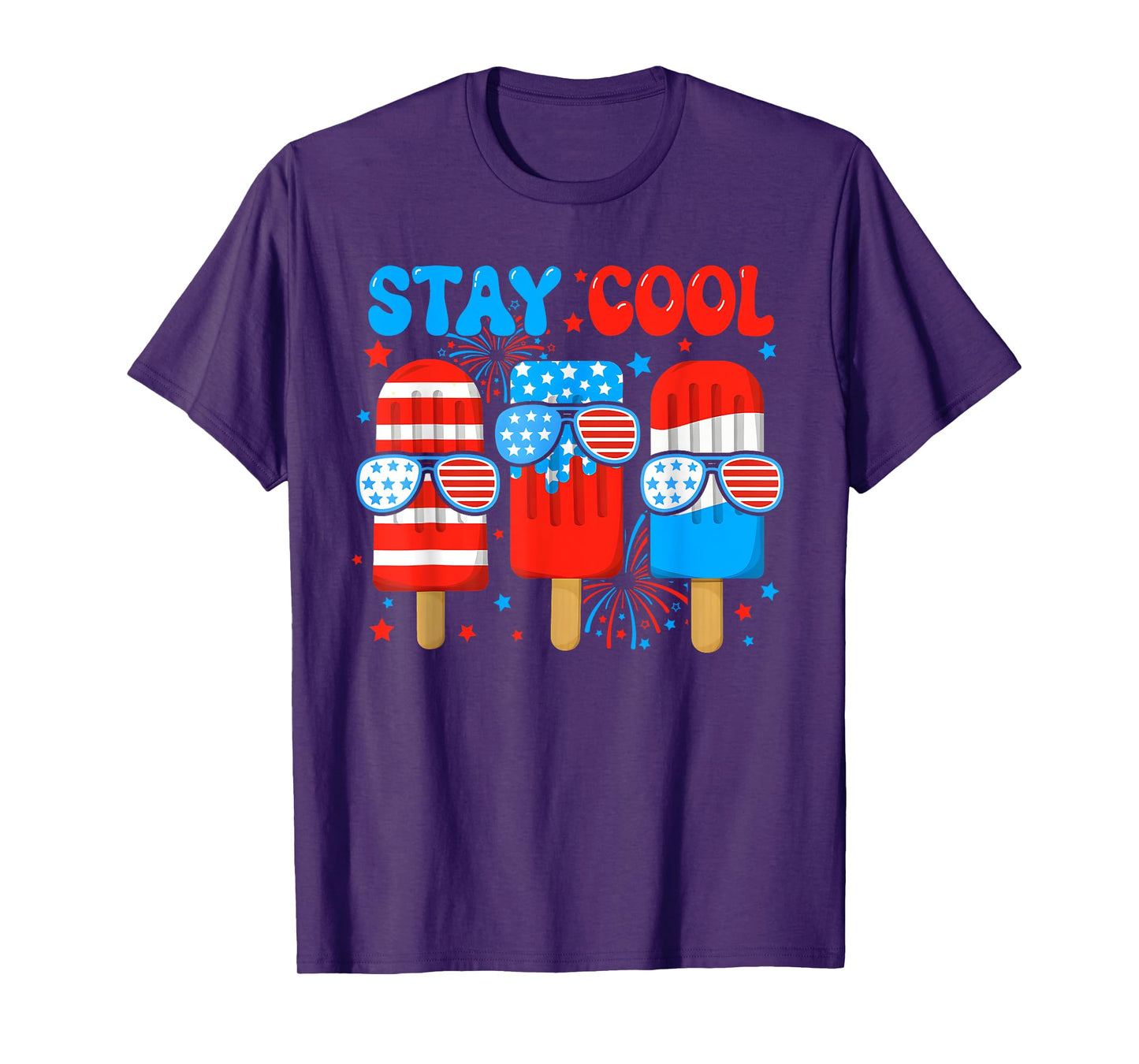 Stay Cool Popsicle Boys Men 4th July American Flag Patriotic T-Shirt