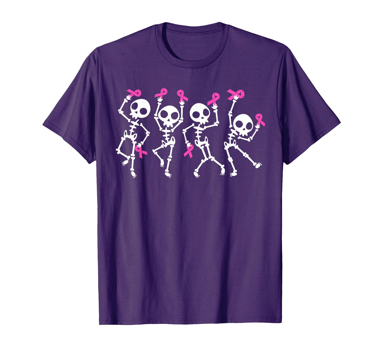 Pink Ribbon Breast Cancer Awareness Skeleton Women Men Kids T-Shirt