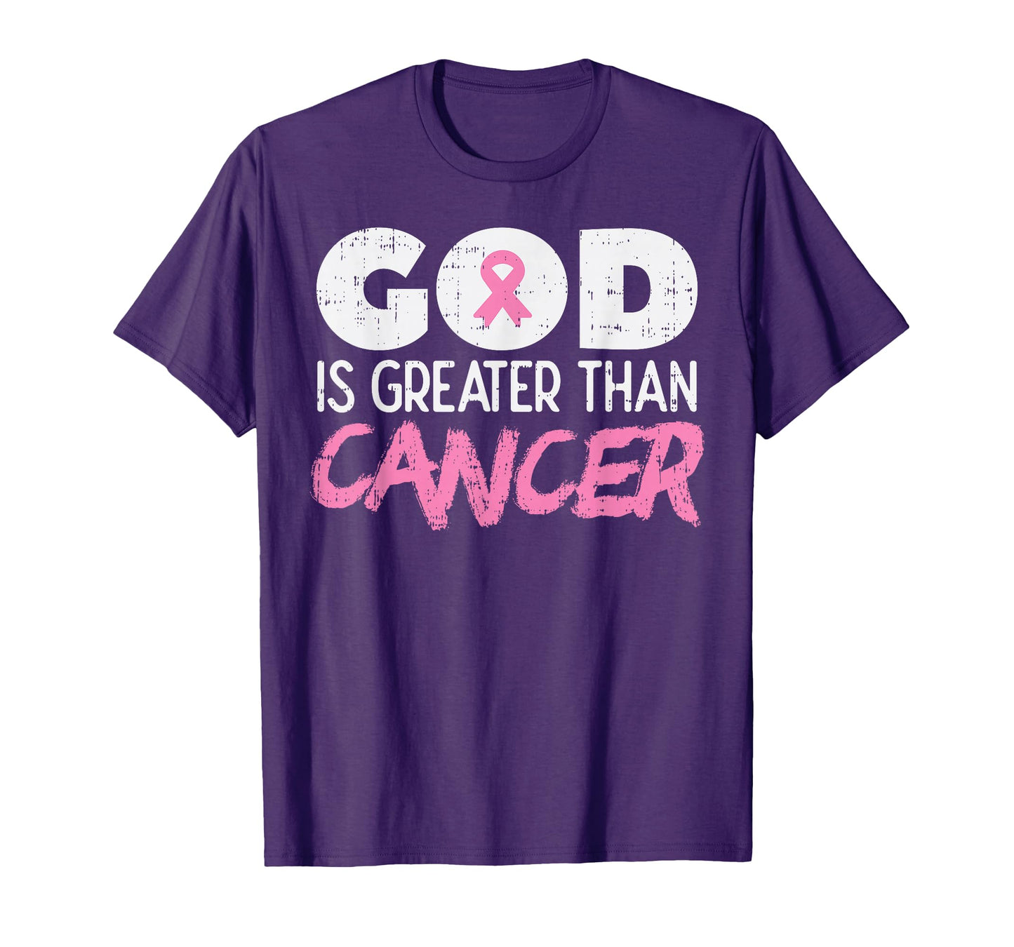 God Is Greater Than Cancer Ribbon Breast Cancer Awareness T-Shirt