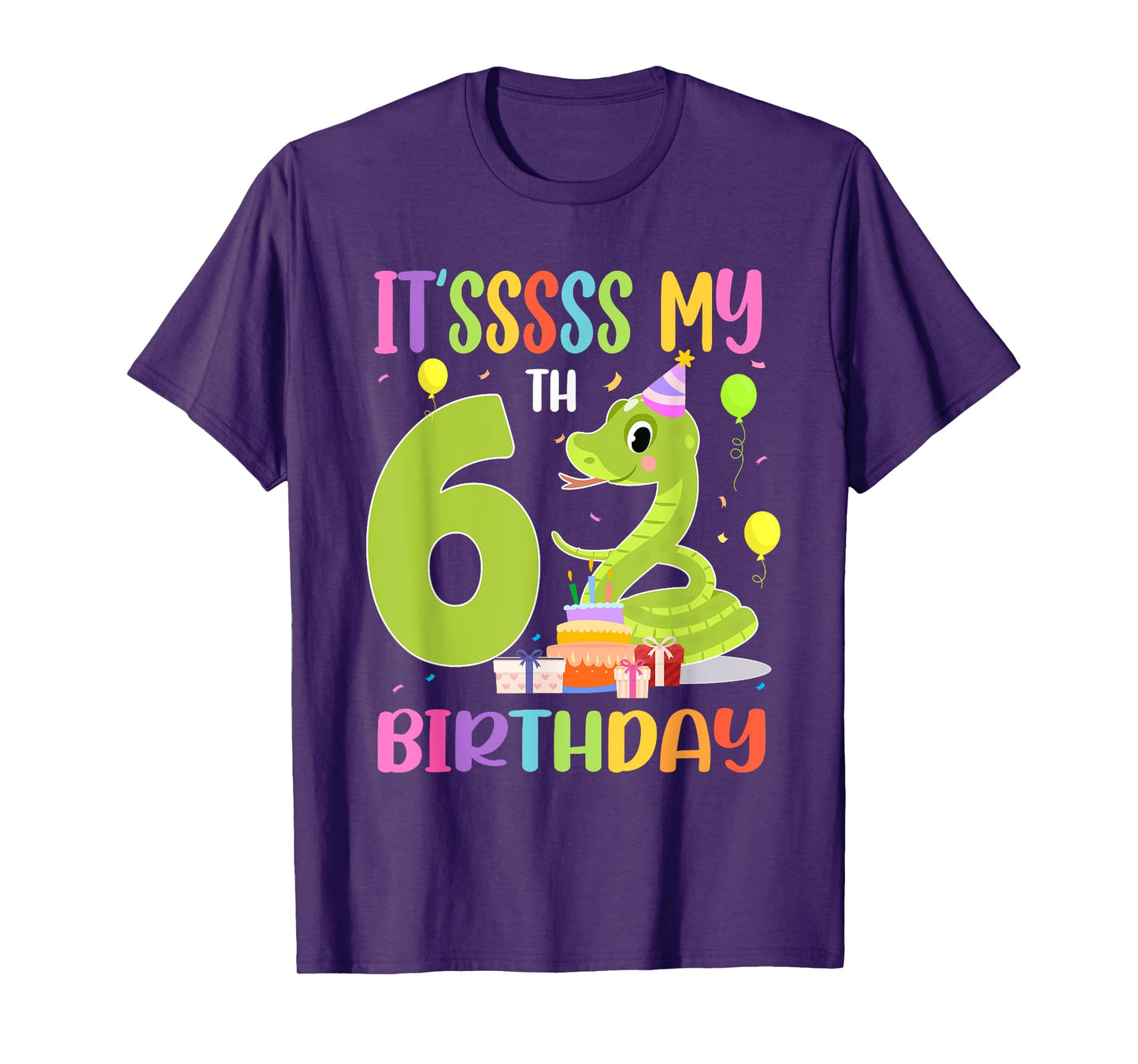 It's My 6th Birthday Snake 6 Years Old Birthday T-Shirt
