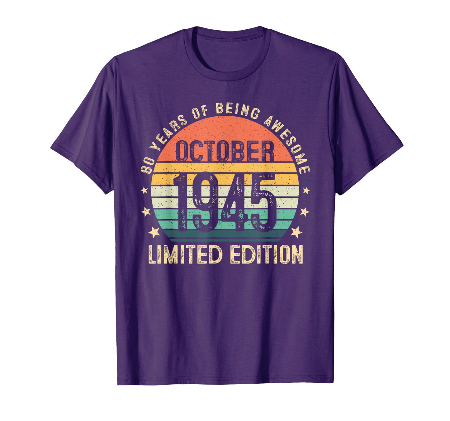 80 Year Old Vintage October 1945 Retro 80th Birthday Men Dad T-Shirt