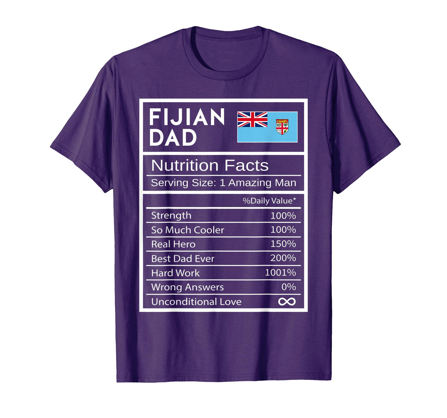 Mens Fijian Dad Nutrition Facts National Pride Gift For Dad T-Shirt