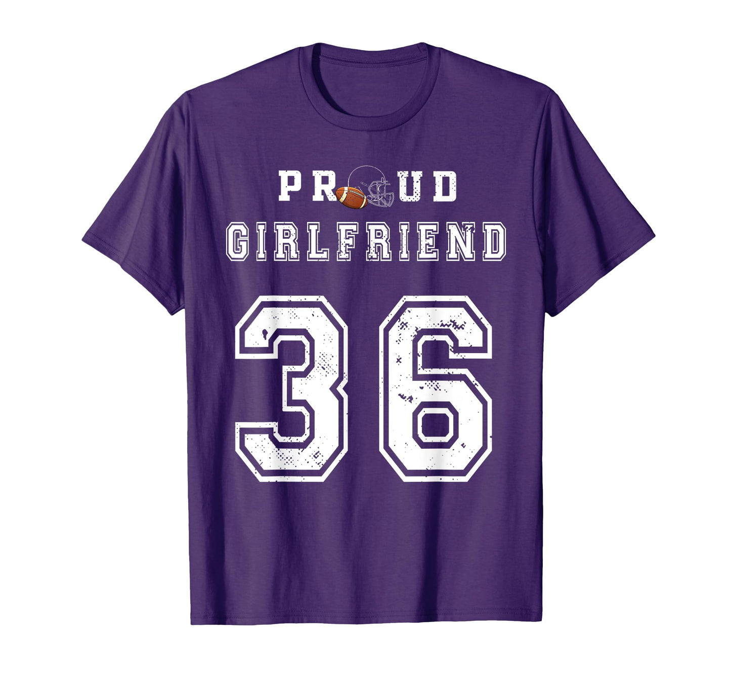 Custom Proud Football Girlfriend Number 36 Personalized Girl T-Shirt