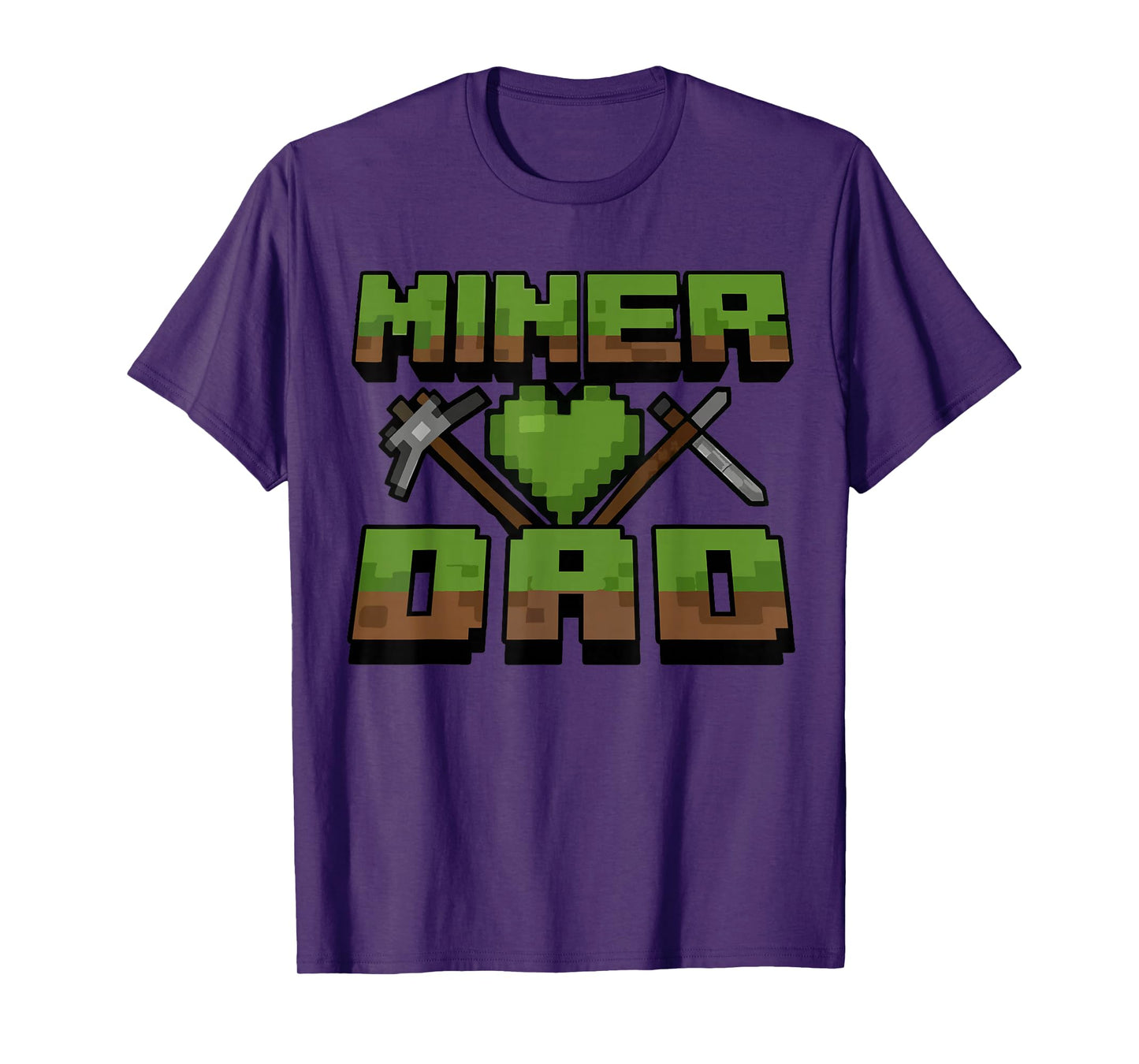Funny Miner Dad Birthday Boy Party Video Gamer Pixel T-Shirt