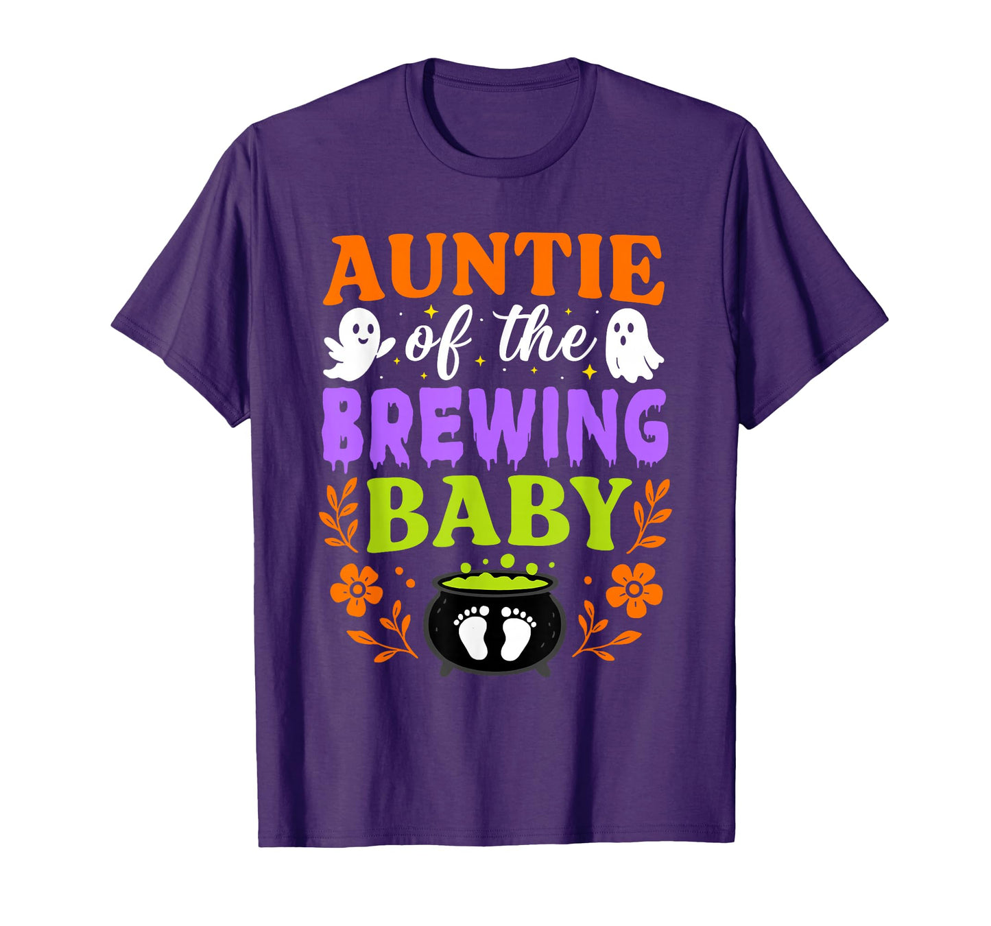 Auntie of Brewing Baby Halloween Theme Spooky Baby Shower T-Shirt