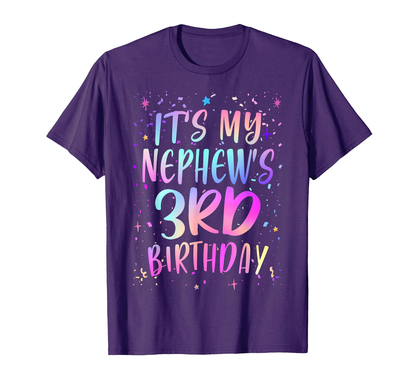 It's My Nephew's 3rd Birthday Colorful Happy 3 Years Old T-Shirt