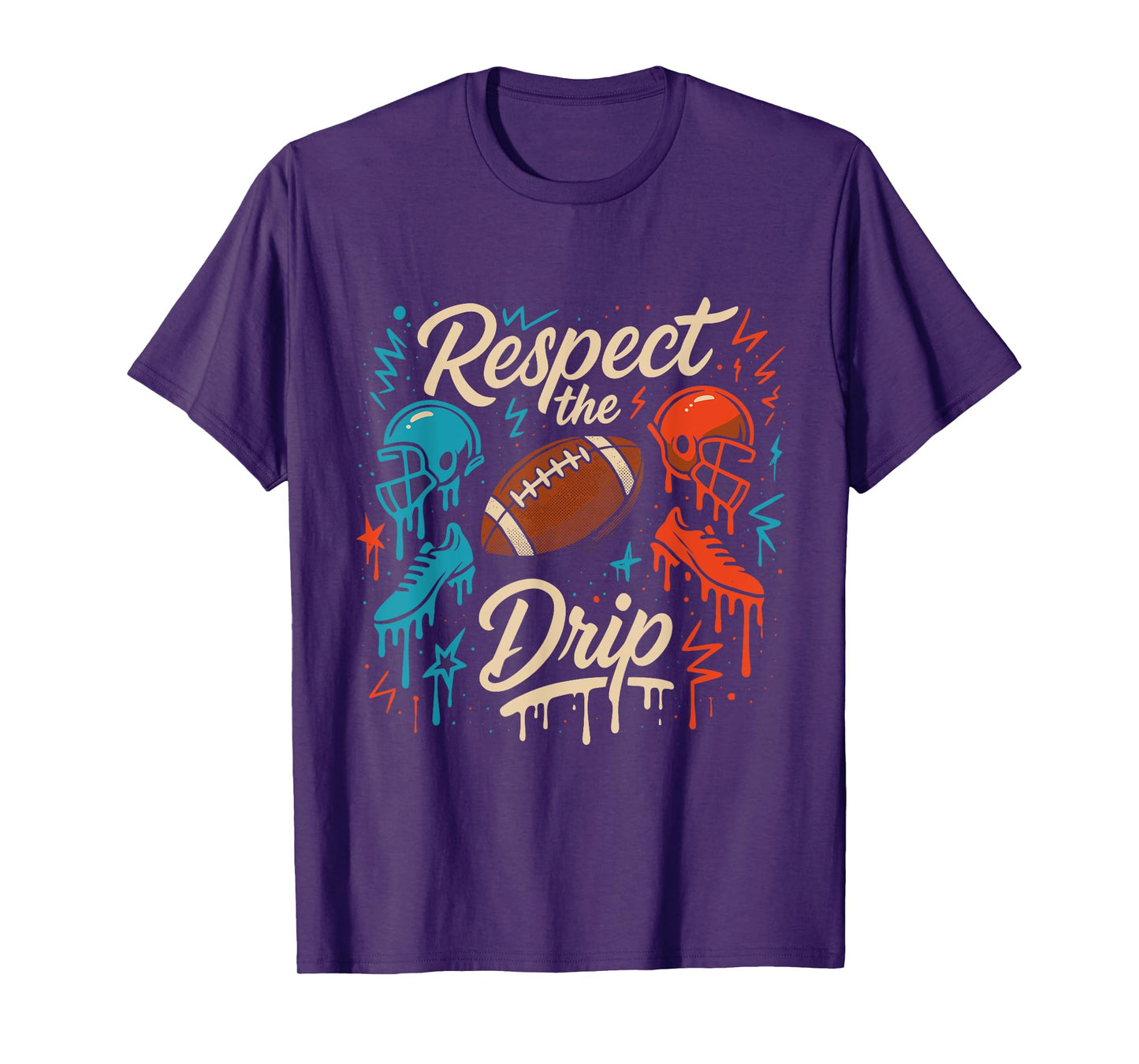 Respect The Drip Football Helmets Sneakers Kids Teens Men T-Shirt