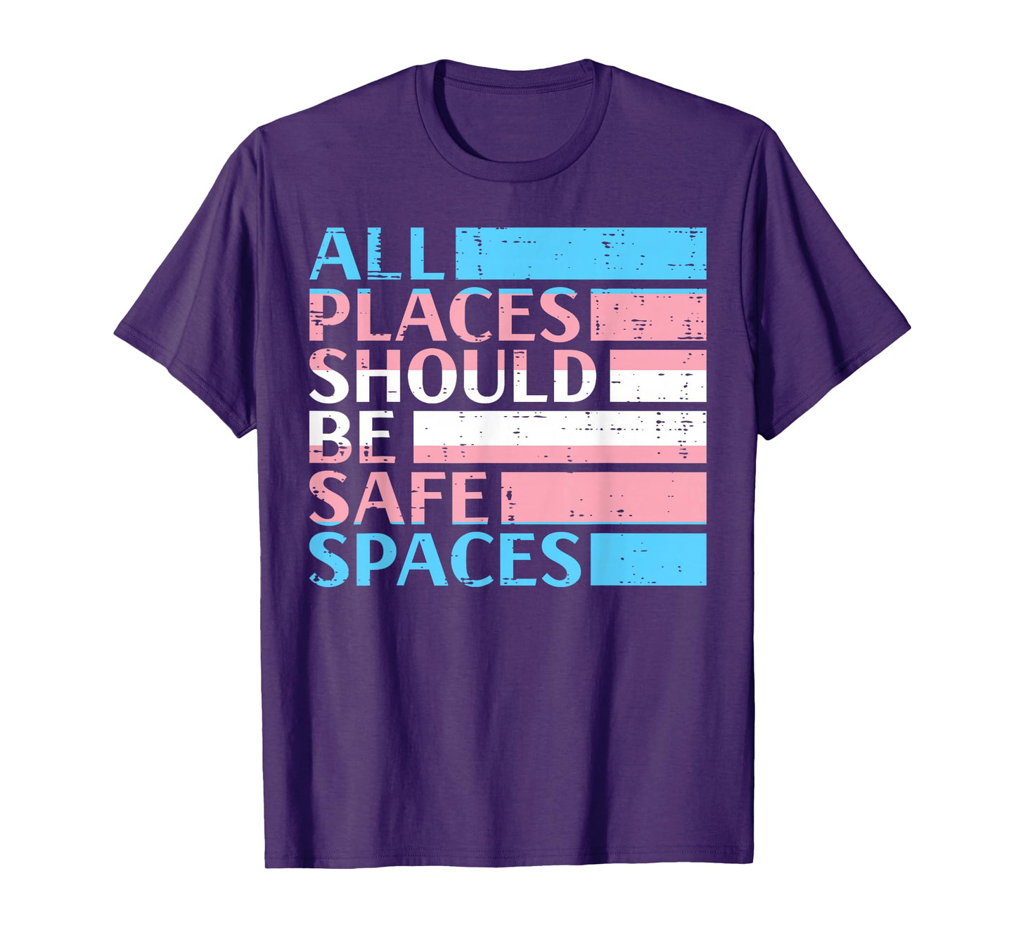 Transgender All Spaces Safe Trans Pride Flag LGBT Women Men T-Shirt