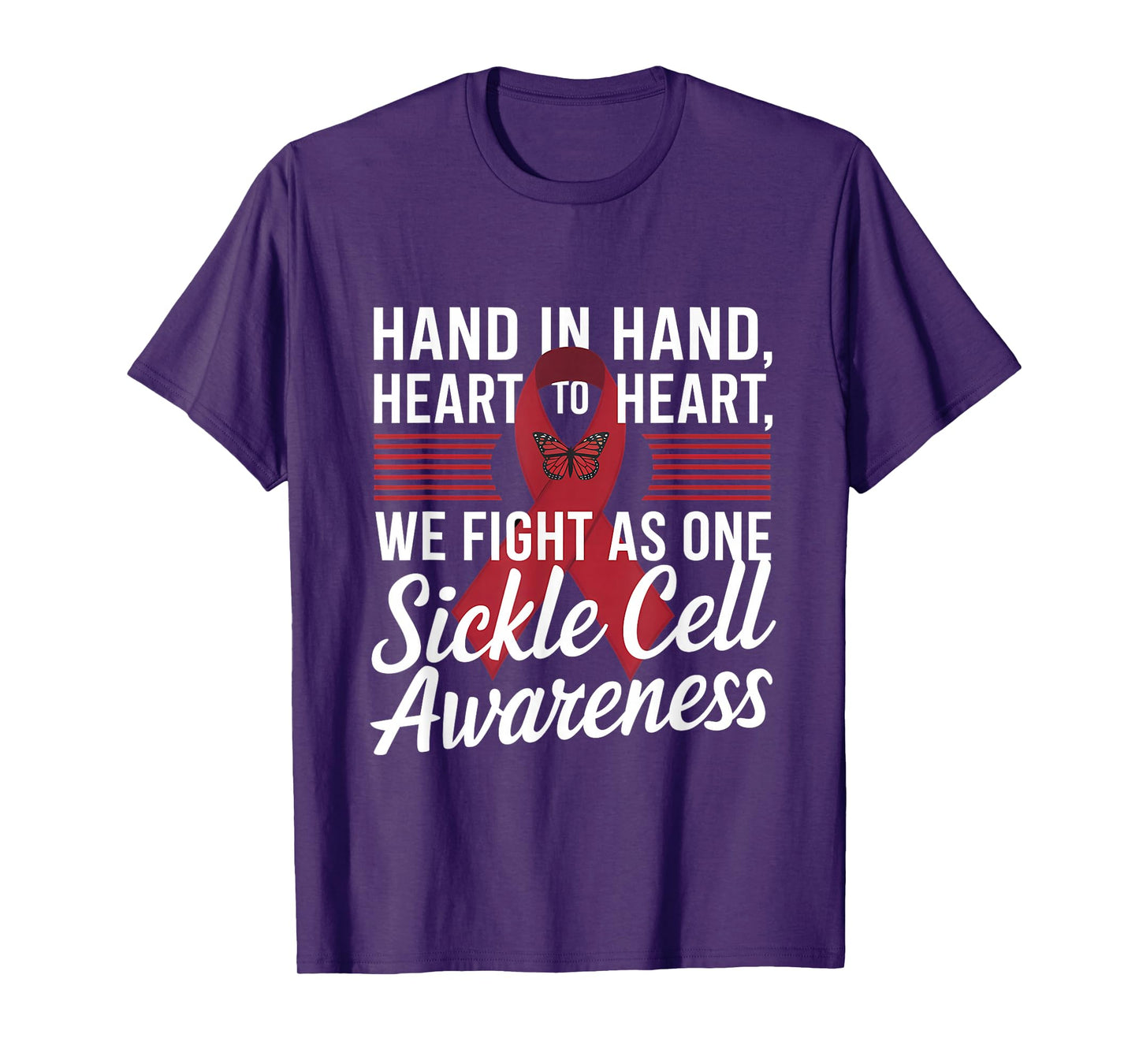 Sickle Cell Awareness Burgundy Ribbon We FIght As One T-Shirt
