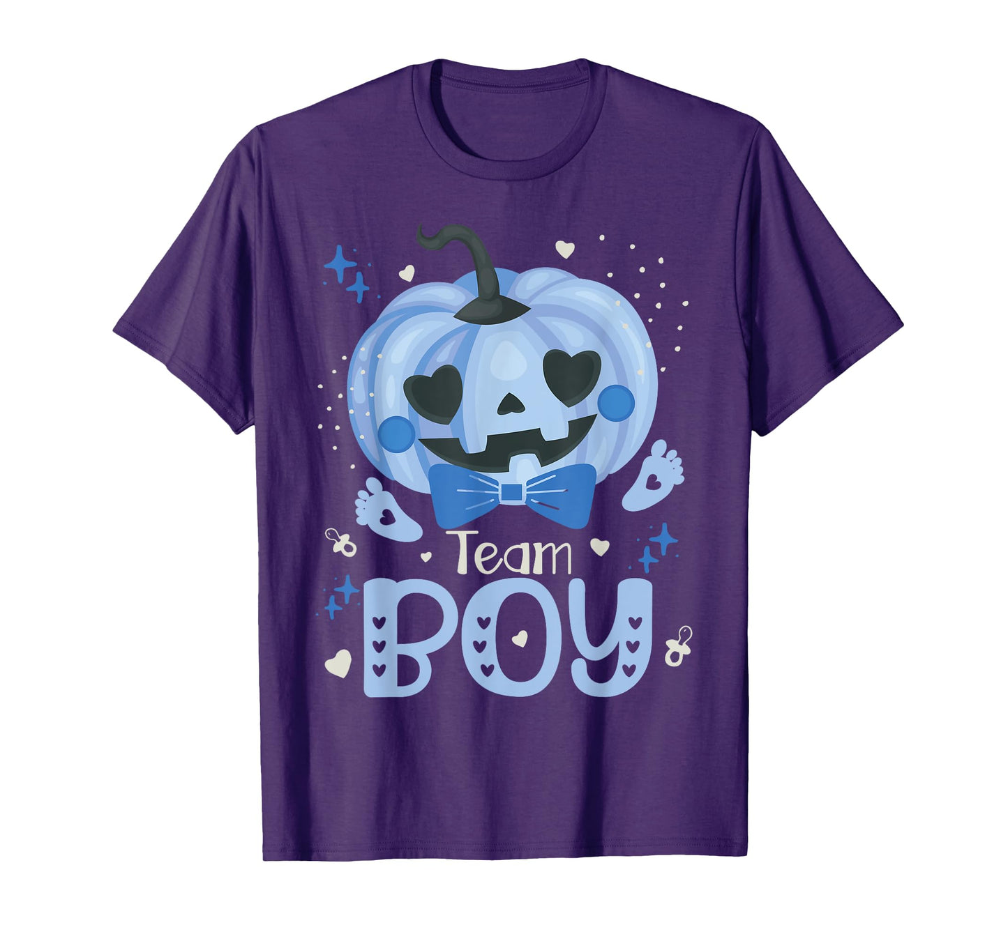 Team Boy Pumpkin Halloween Baby Gender Reveal Party Blue T-Shirt