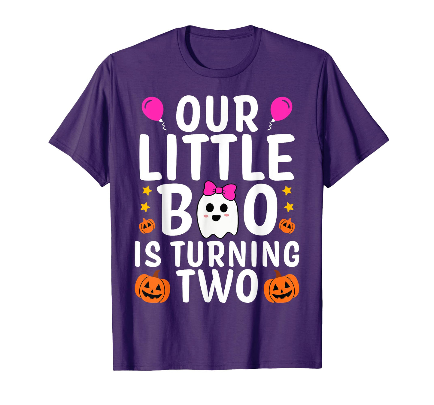 Our Little Boo Is Turning Two Yr 2nd Birthday Girl Halloween T-Shirt