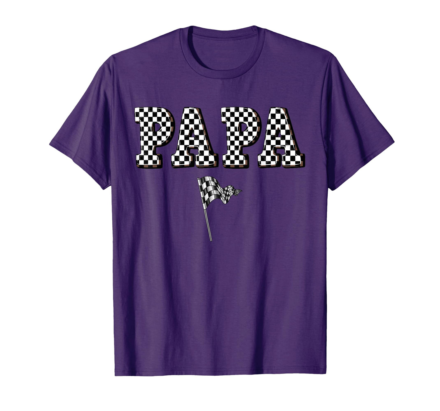 Papa Birthday Boy Girl Racing Car Flag Matching Family T-Shirt