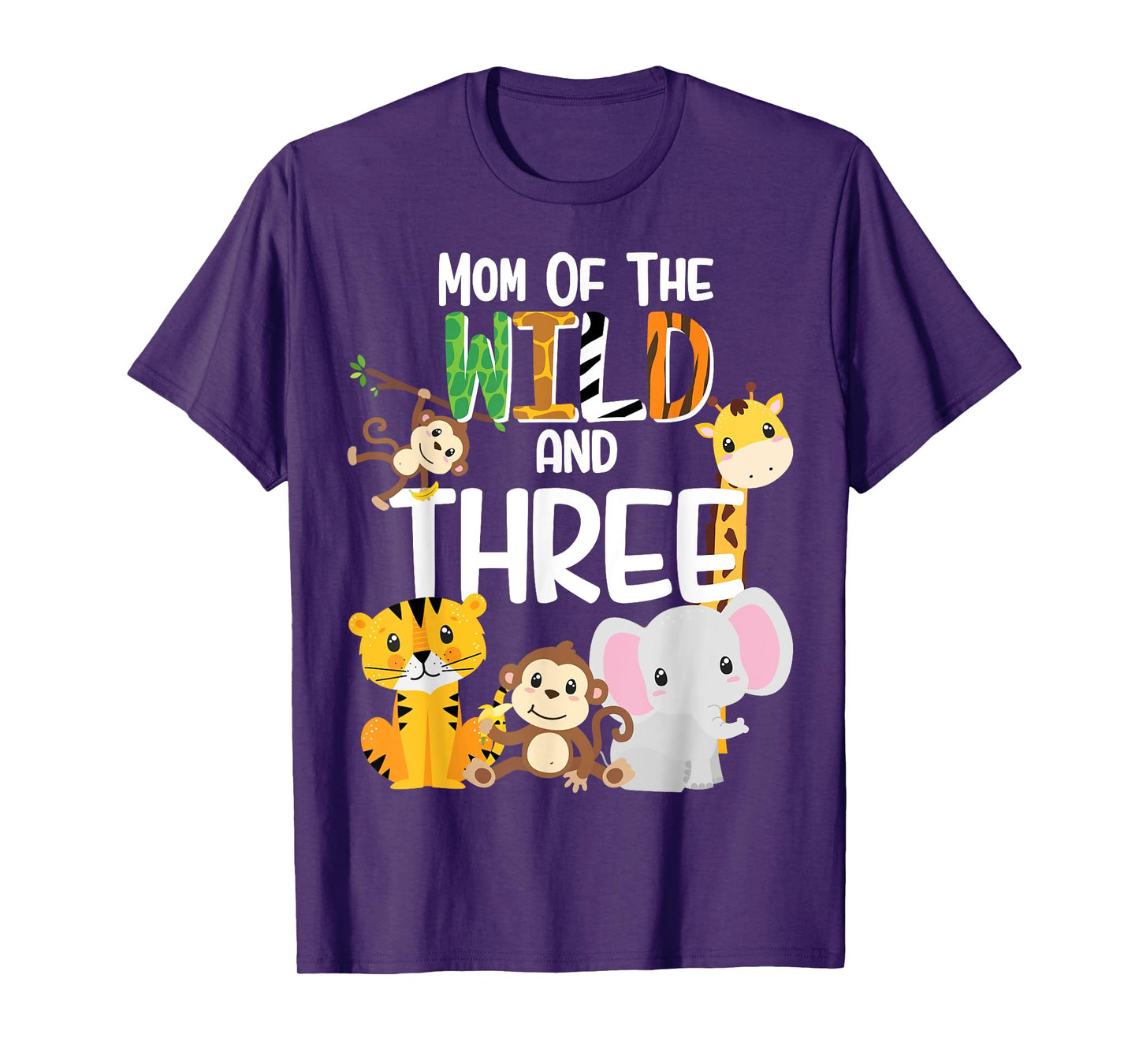 Mom of the Wild and Three Zoo Theme Birthday Safari Jungle T-Shirt