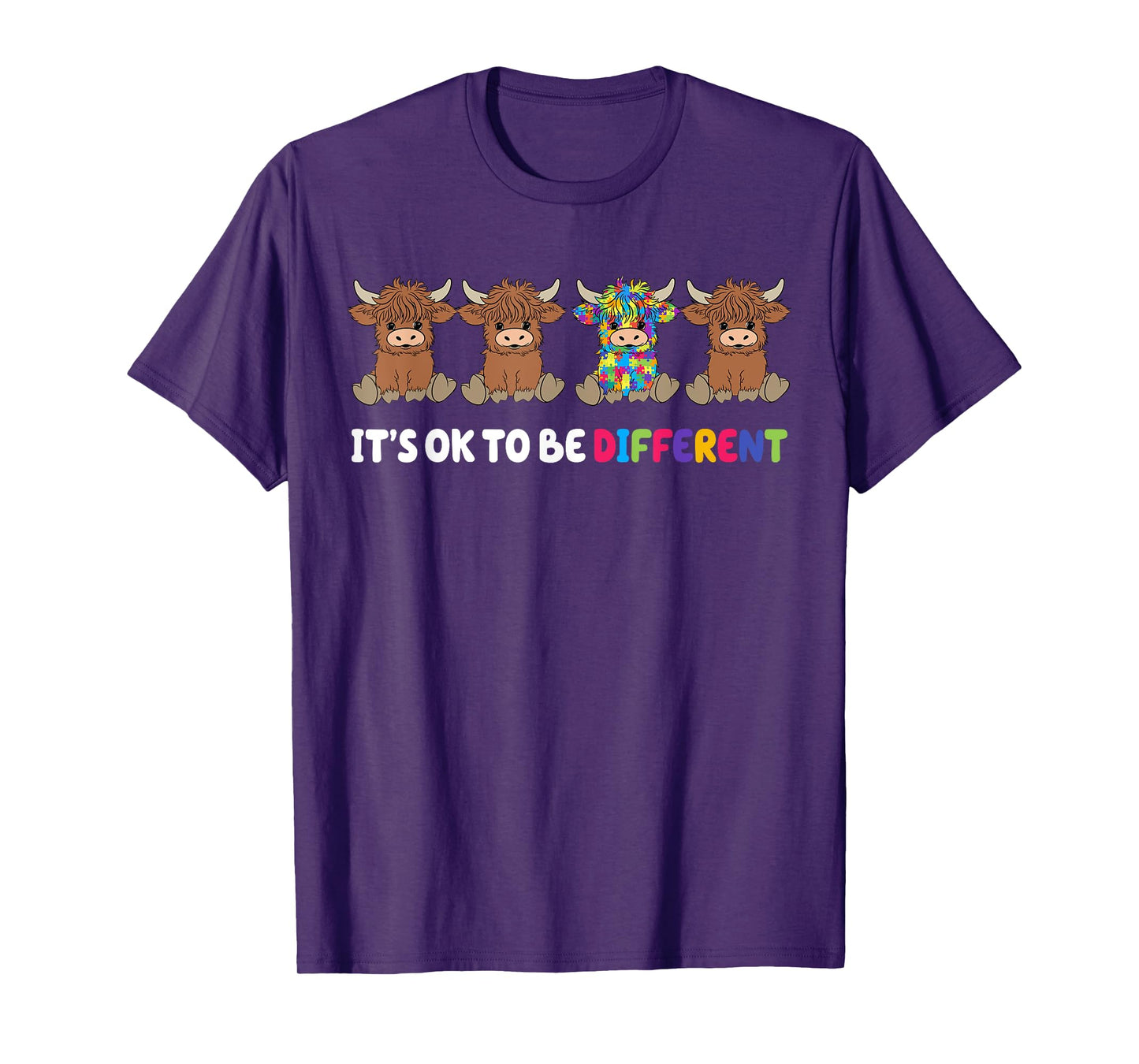 Groovy It's Ok To Be Different Cow Autism Awareness Month T-Shirt