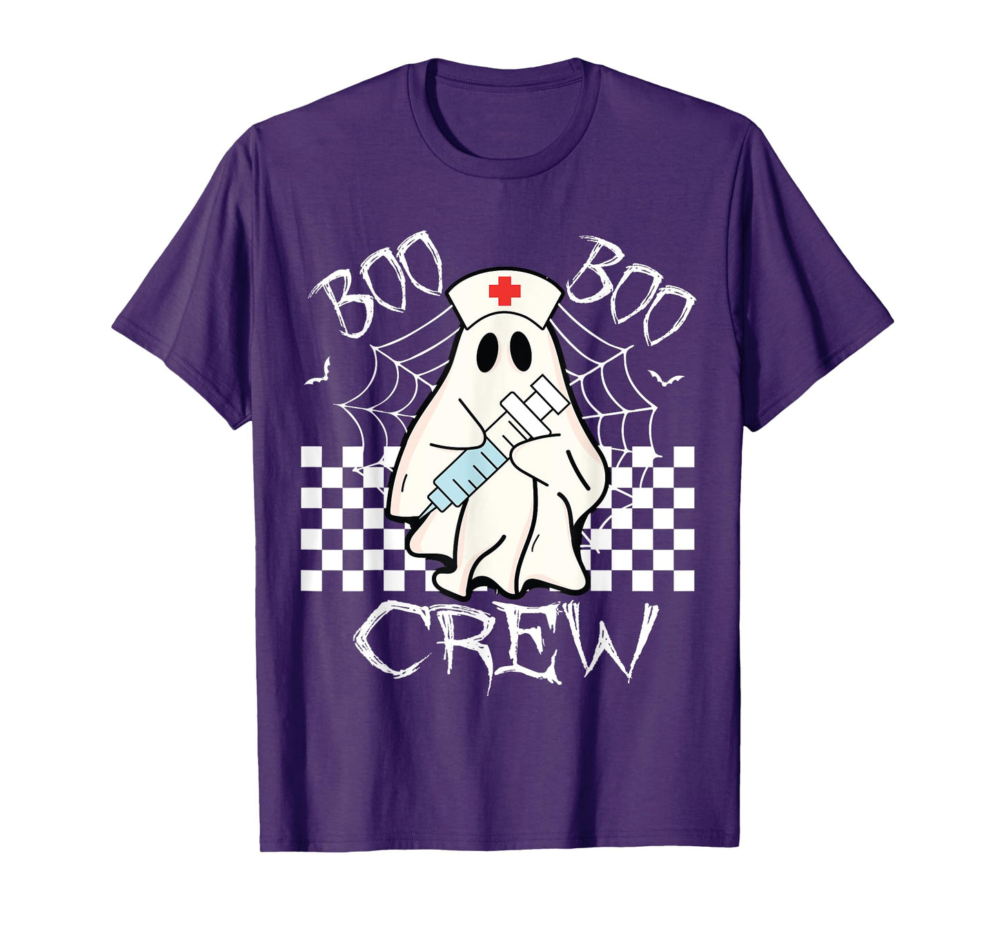 Boo Boo Crew Nurse Ghost Halloween Scrub Top Nursing Women T-Shirt