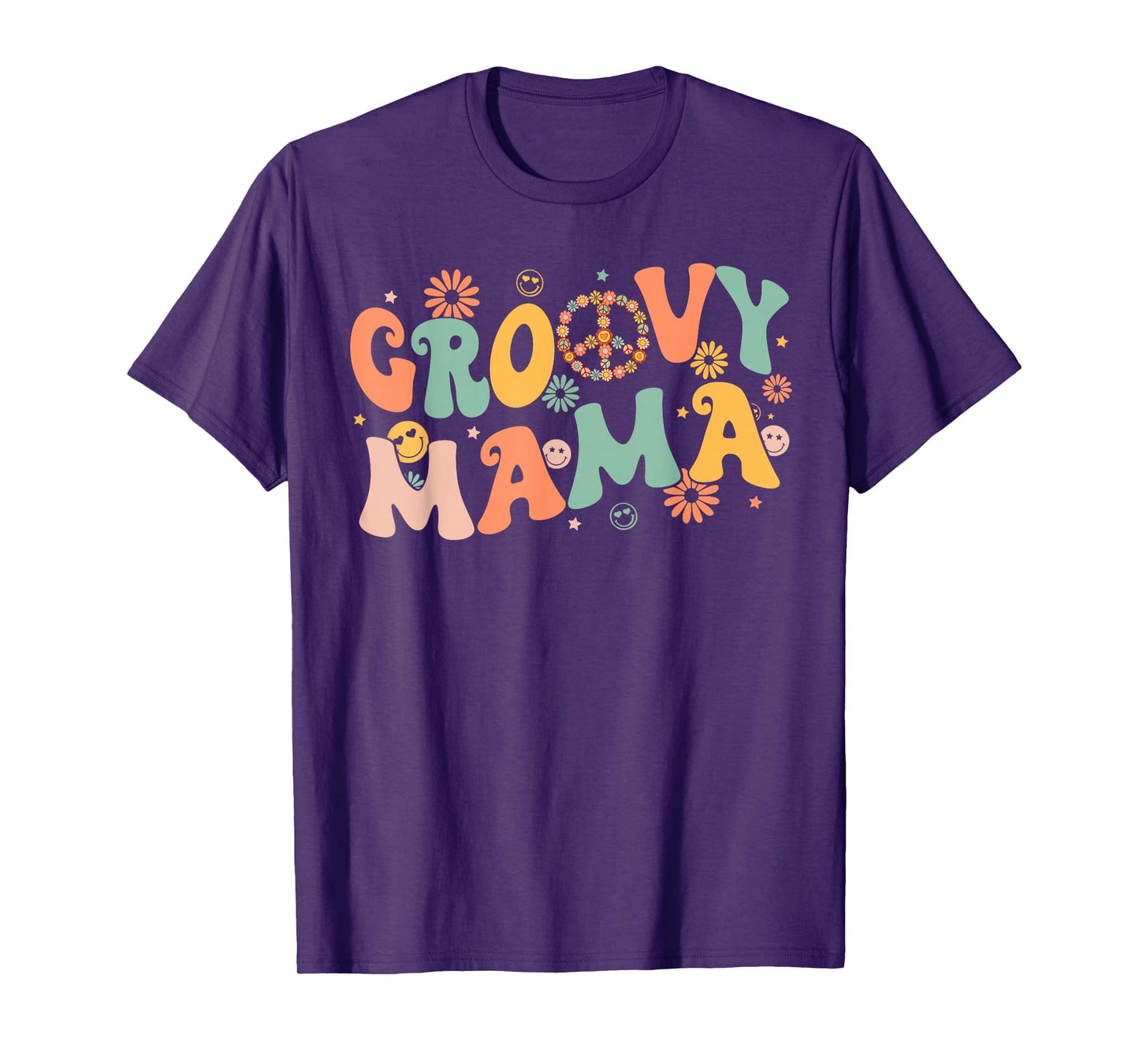 Groovy Mama Birthday Party Peace Sign Love Mom 70s Hippie T-Shirt