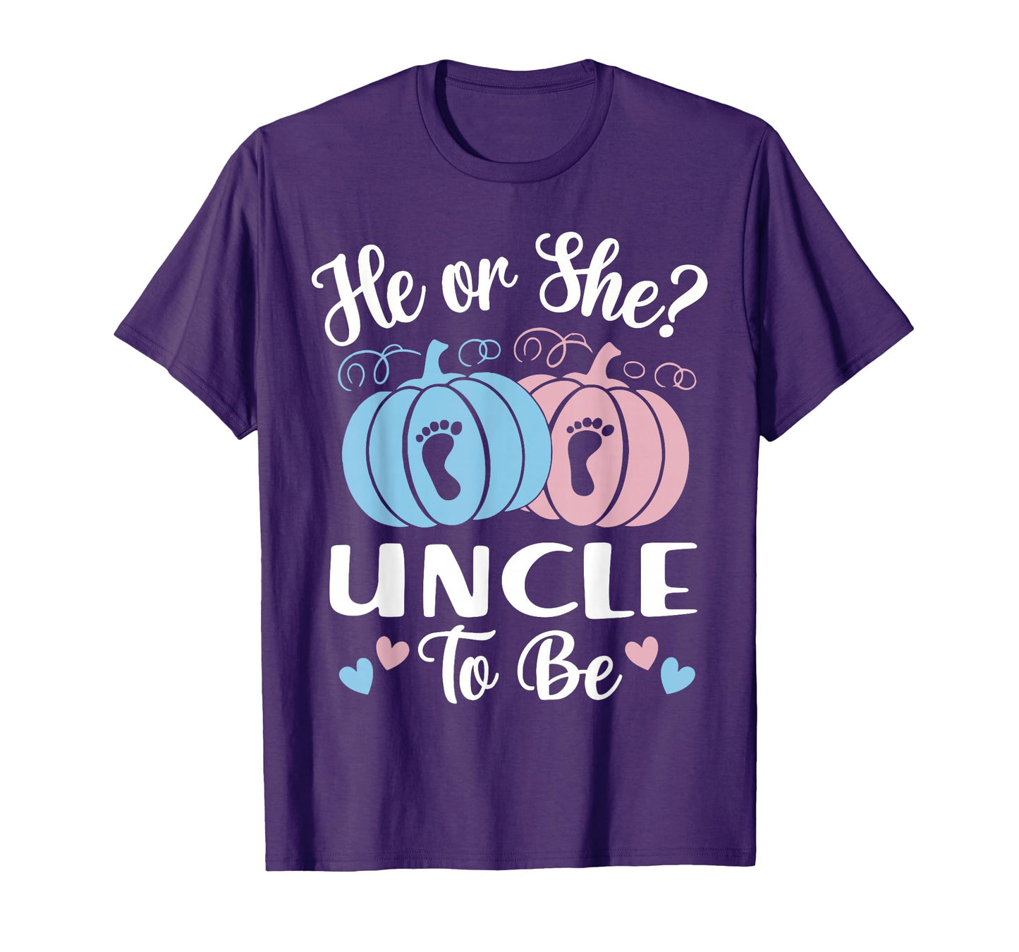 Halloween He or She Uncle to Be Pumpkin Gender Reveal T-Shirt