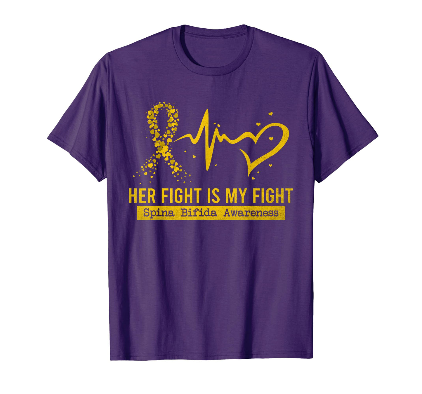Her Fight Is My Fight Heart Ribbon Spina Bifida Awareness T-Shirt
