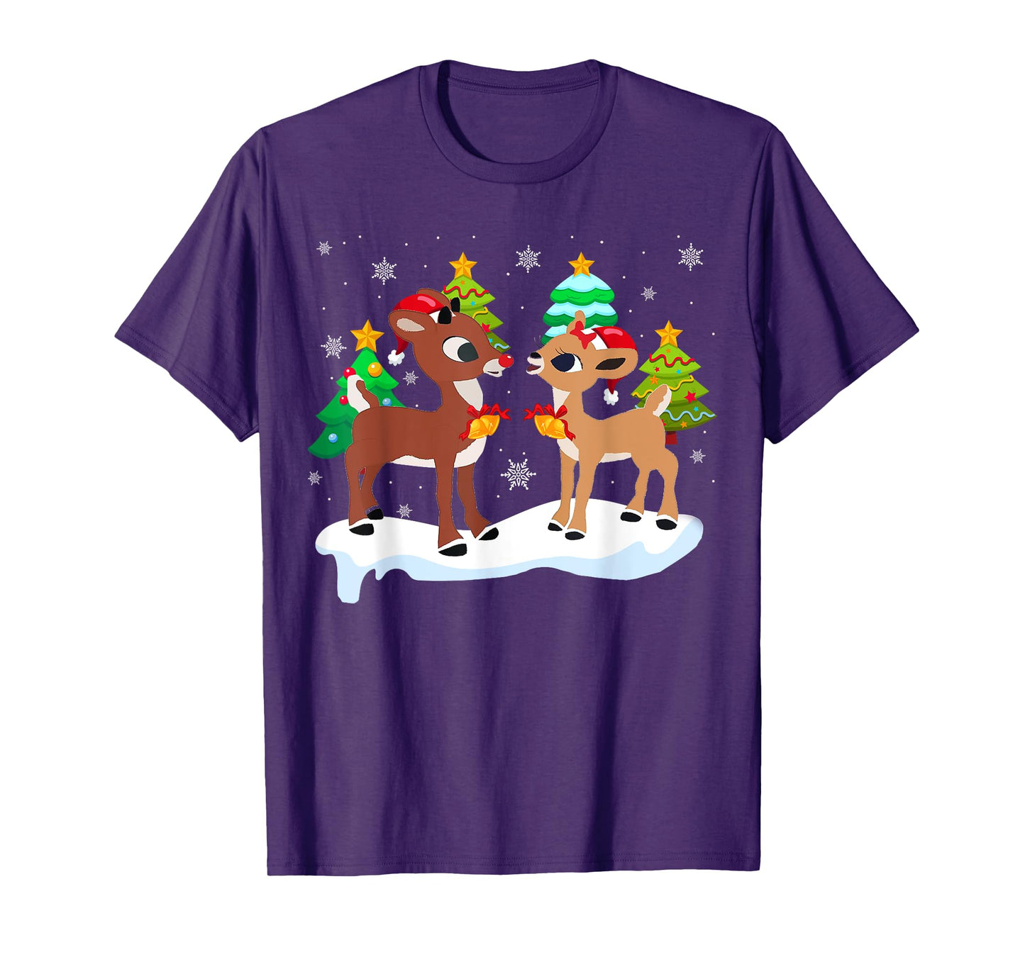 Red Nose Reindeer and Clarice Christmas Tree Kids Girls T-Shirt