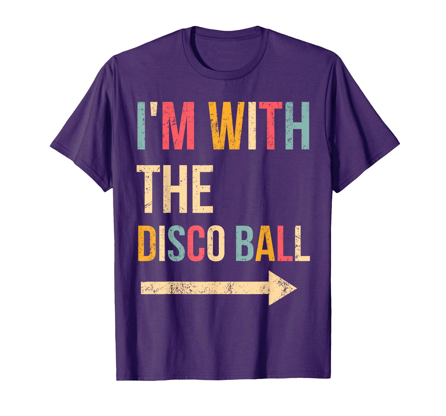 I'm With The Disco Ball Halloween Lazy DIY Costume Party T-Shirt, Small, Black