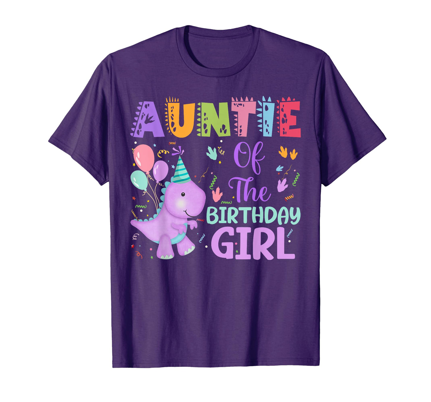 Auntie Of The Birthday Girl Dinosaur Saurus Rex Party T-Shirt