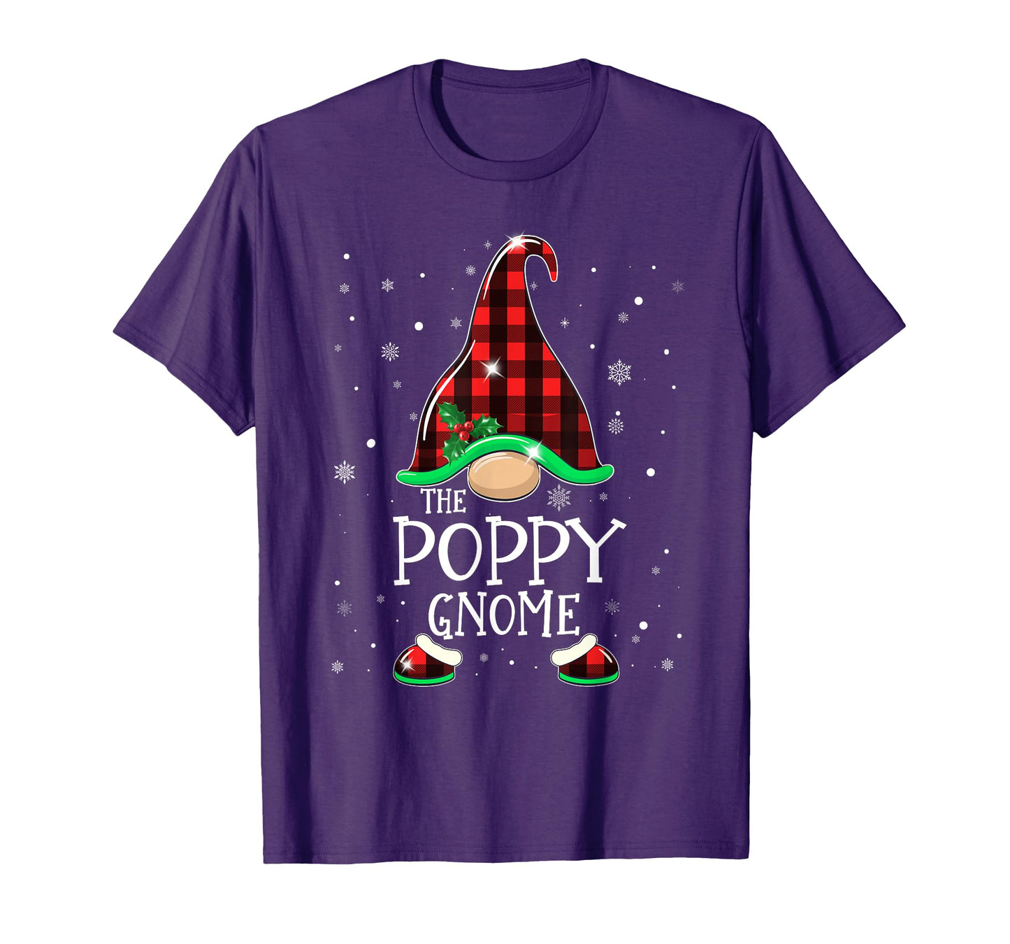 Funny POPPY Gnome Buffalo Plaid Matching Christmas Xmas T-Shirt