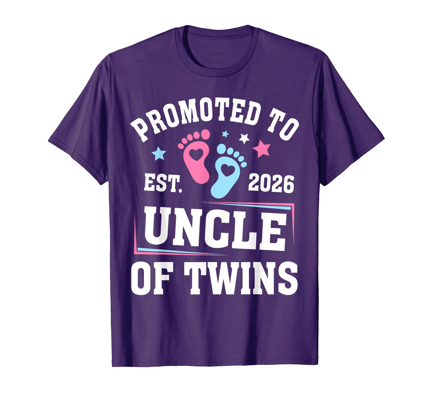 Promoted to Uncle of Twins Est 2026 Gender Reveal T-Shirt
