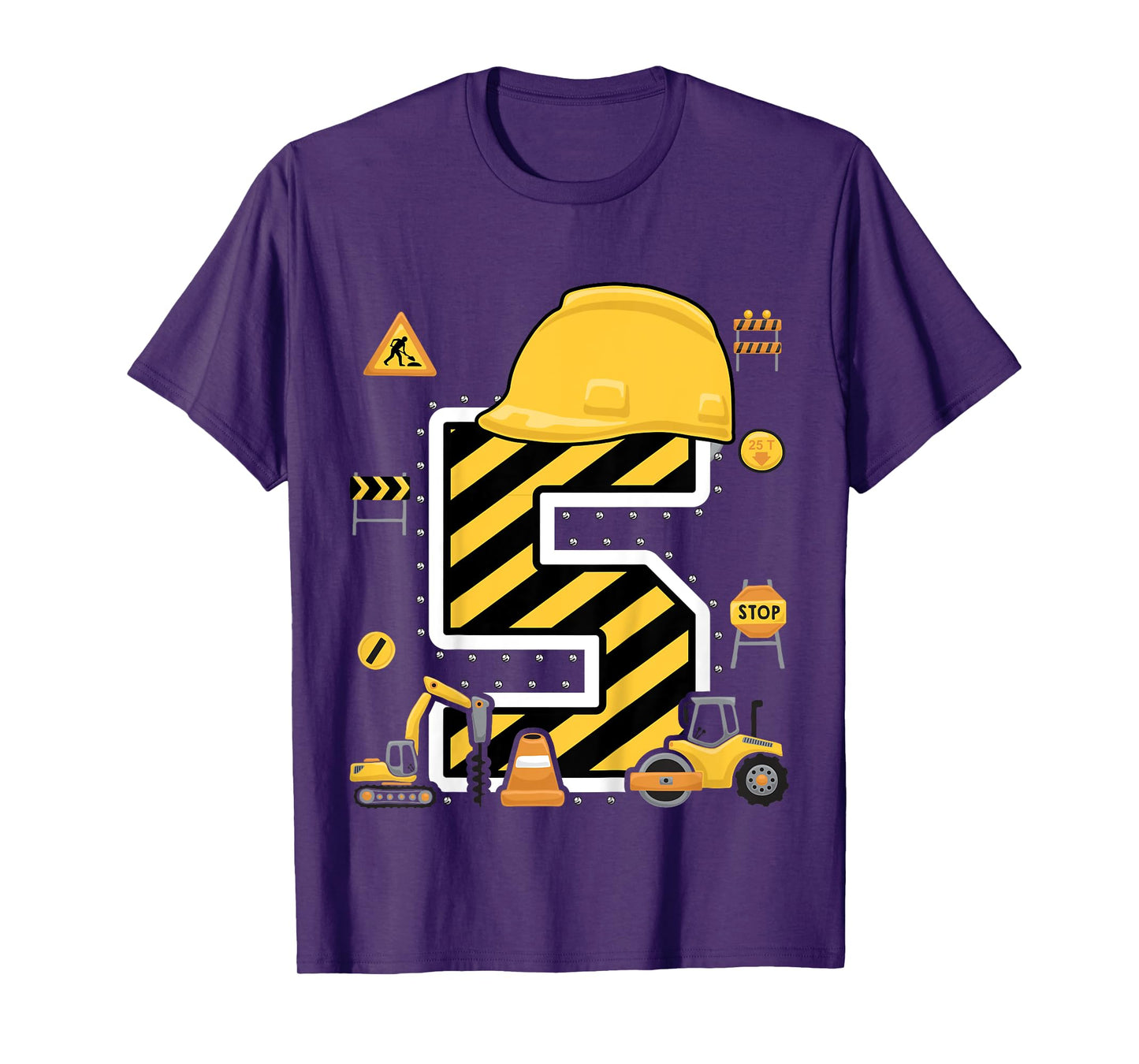 Construction Five Birthday Kids 5 Years Old 5th Birthday T-Shirt