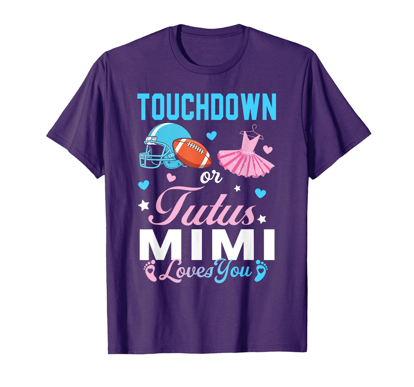 Touchdown or Tutus Mimi Loves You Football Gender Reveal T-Shirt