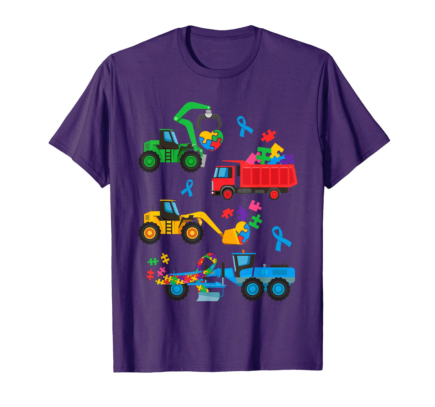 Autism Awareness Construction Truck Excavator Autistic Kids T-Shirt