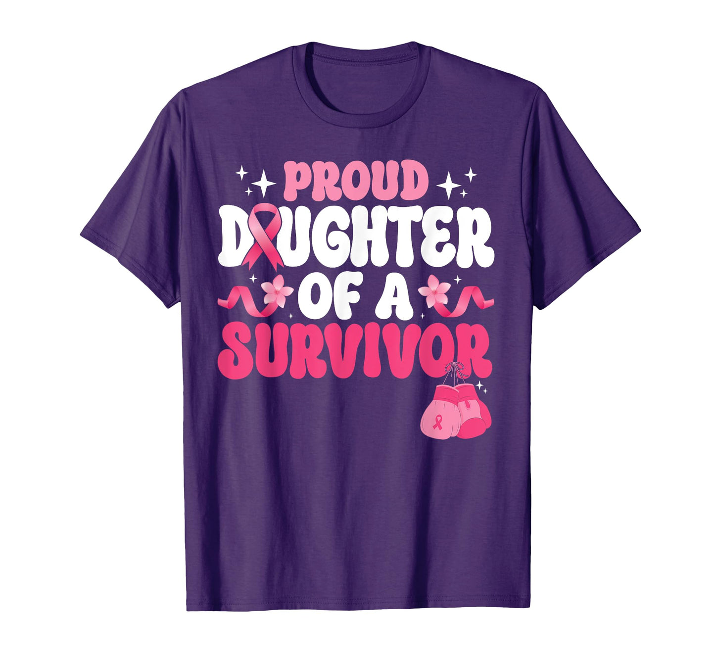 Groovy Proud Daughter Of Survivor Breast Cancer Awareness T-Shirt