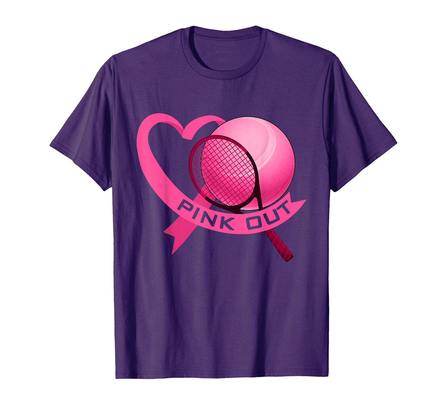 Pink Out Breast Cancer Pink Ribbon Heart With Tennis Ball T-Shirt