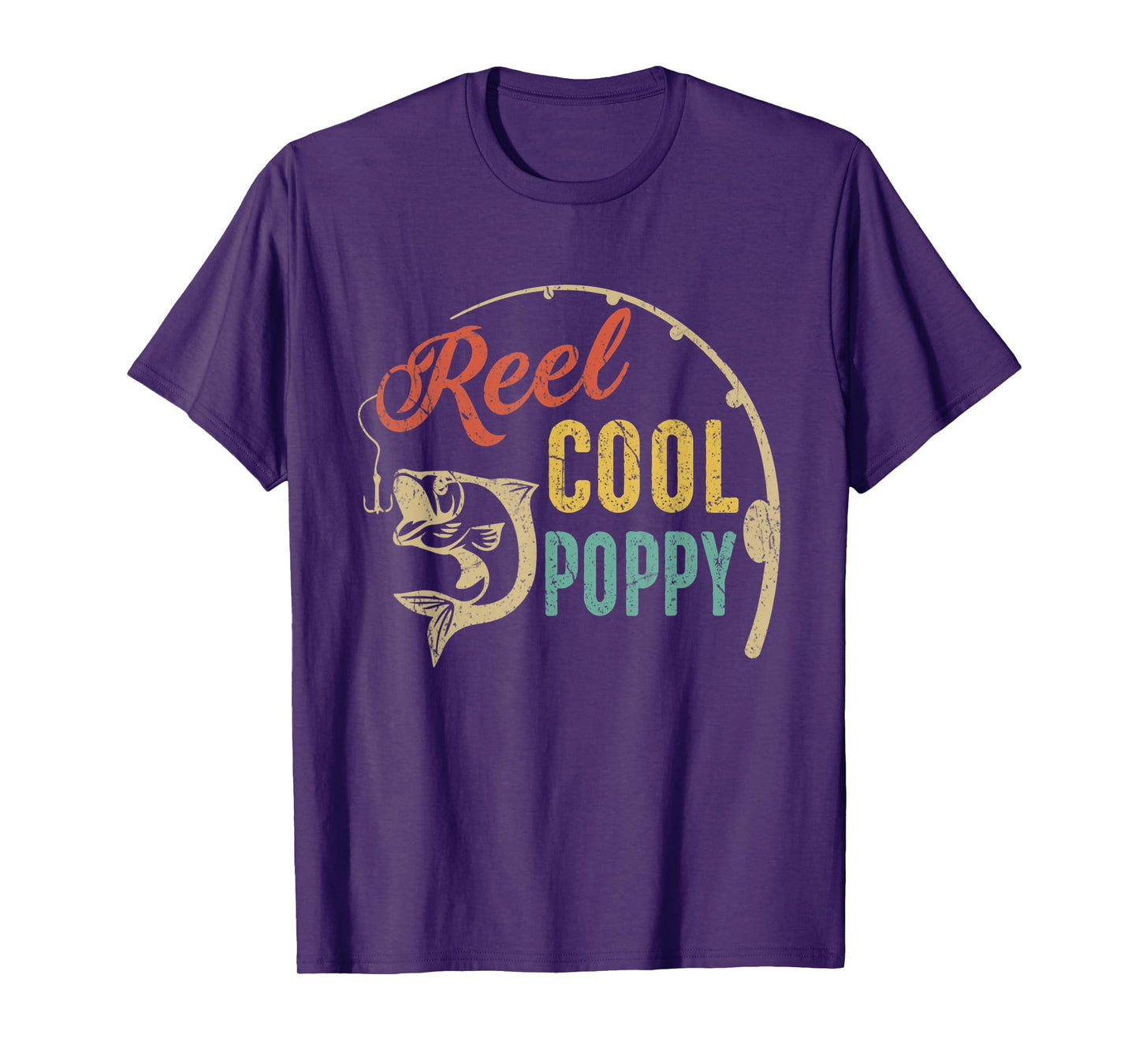 Mens Funny Fathers Day Vintage Fishing Reel Cool Poppy T-Shirt