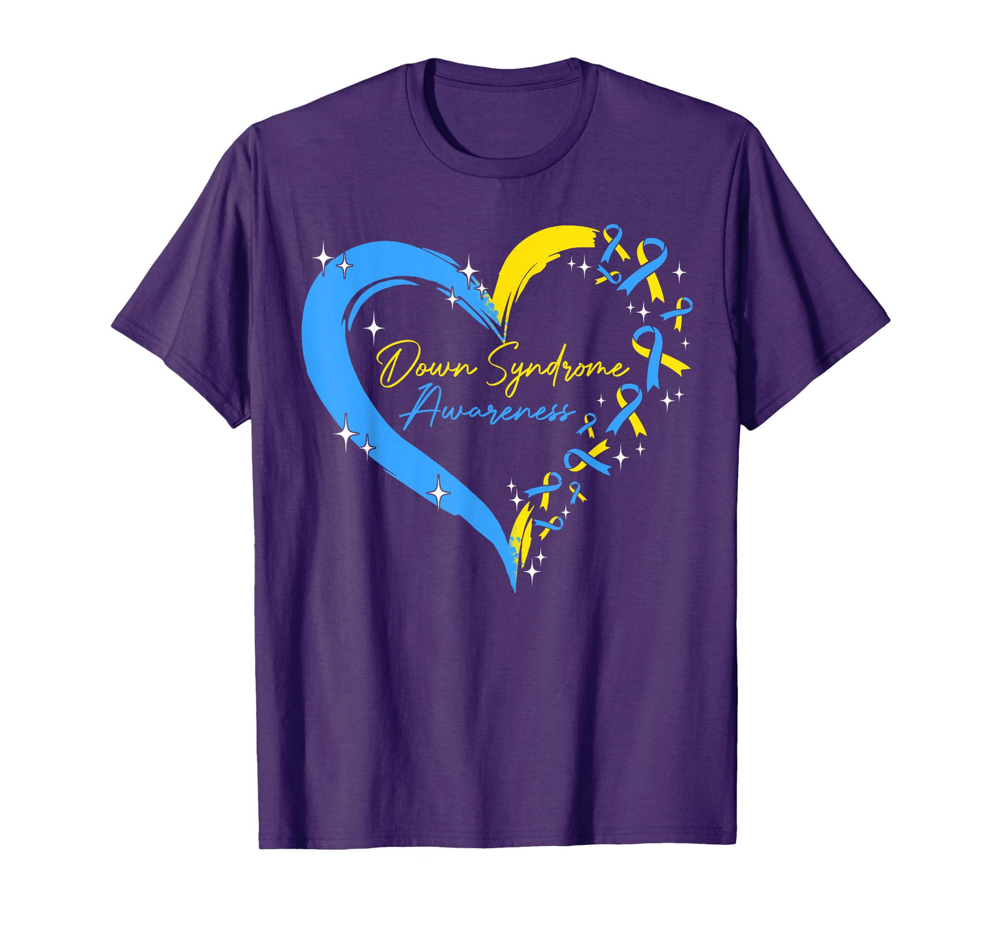 Down Syndrome Awareness Heart Ribbon Trisomy 21 T21 T-Shirt