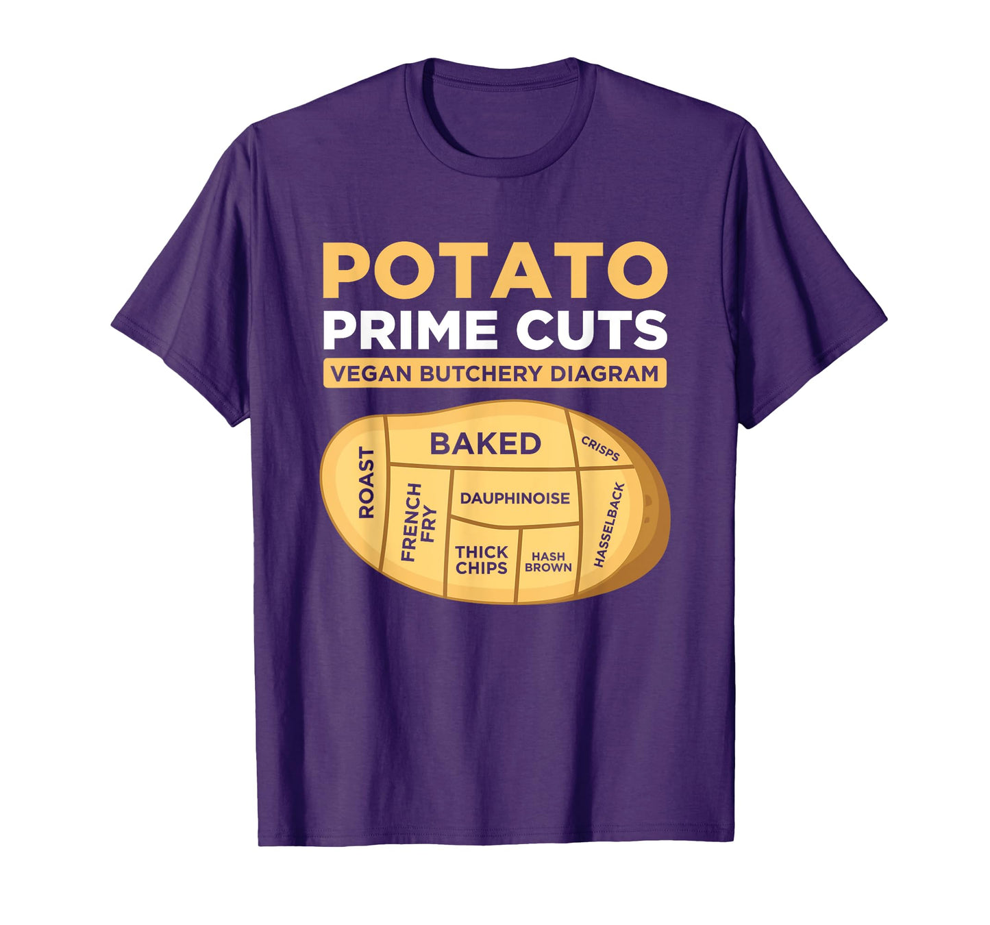 Vegans Veggies Clothing Funny Potato Prime Cuts Vegan Vegetarian Gift Unisex Black T-Shirt