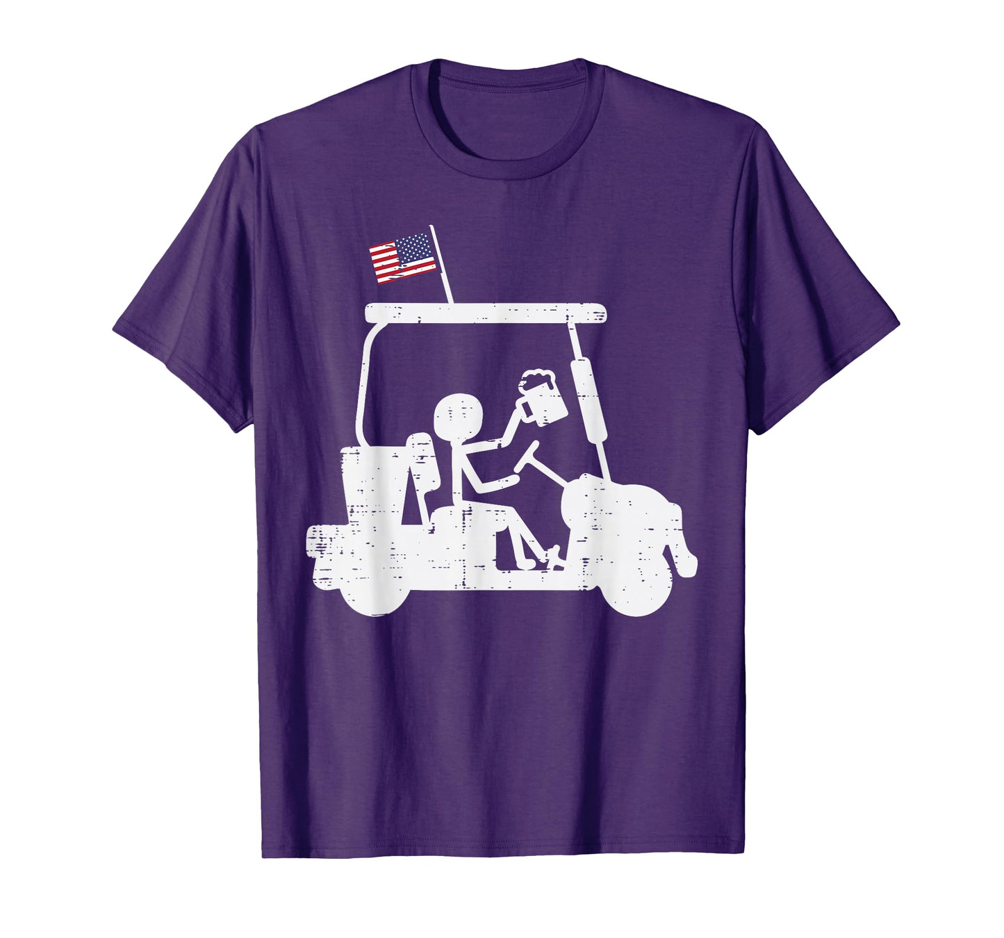 Golf Cart US Flag Funny Golfing Patriotic Golfer Dad Men T-Shirt