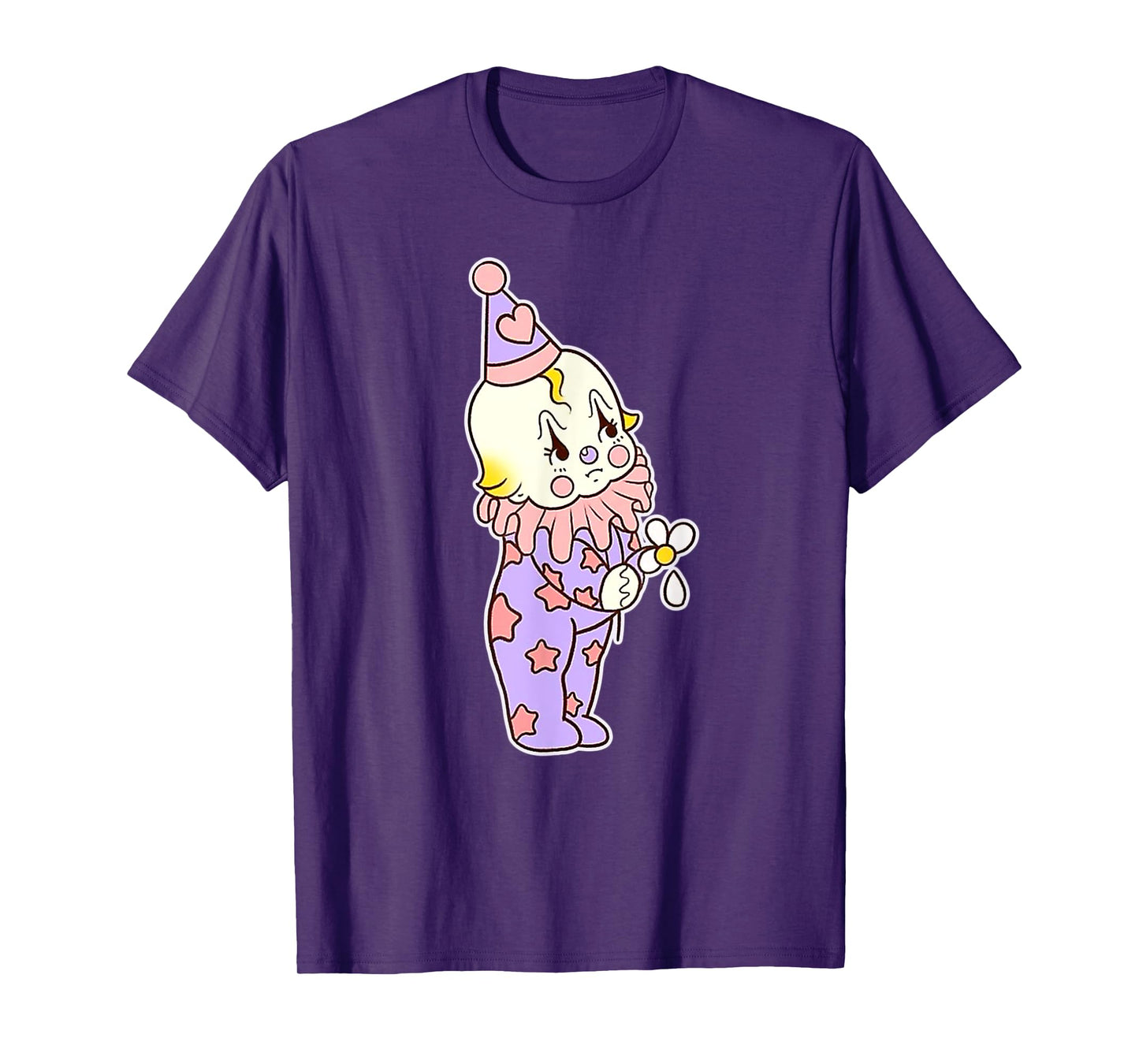 Urban Empyre Kewpie Baby Clown Sad Circus Clown Flower Tattoo Flash T-Shirt, Small, Black