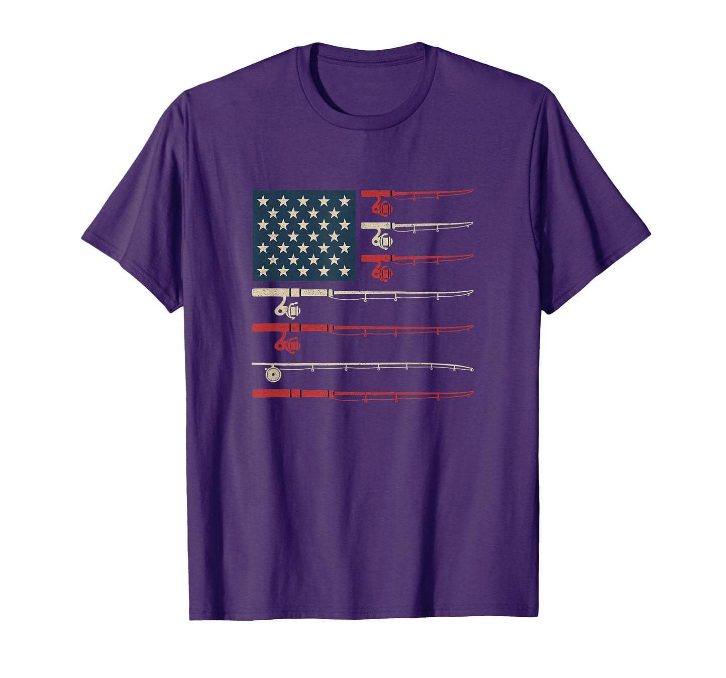 Fishing American Flag - Fishing Rod Stripes T-Shirt