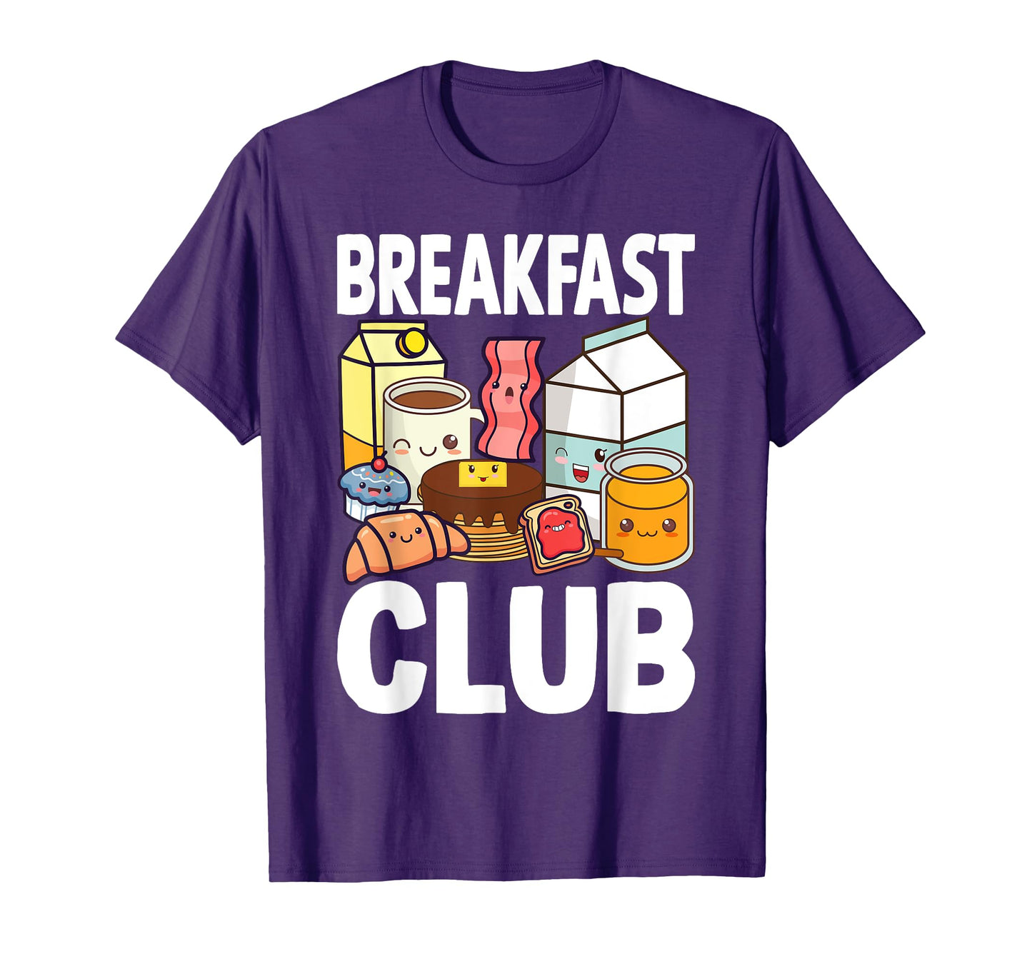 Breakfast Lover Gift Co. Breakfast Club Kawaii Cartoon T-Shirt, Unisex-Adults & Kids, Black, Small, Short Sleeve, T-Shirt