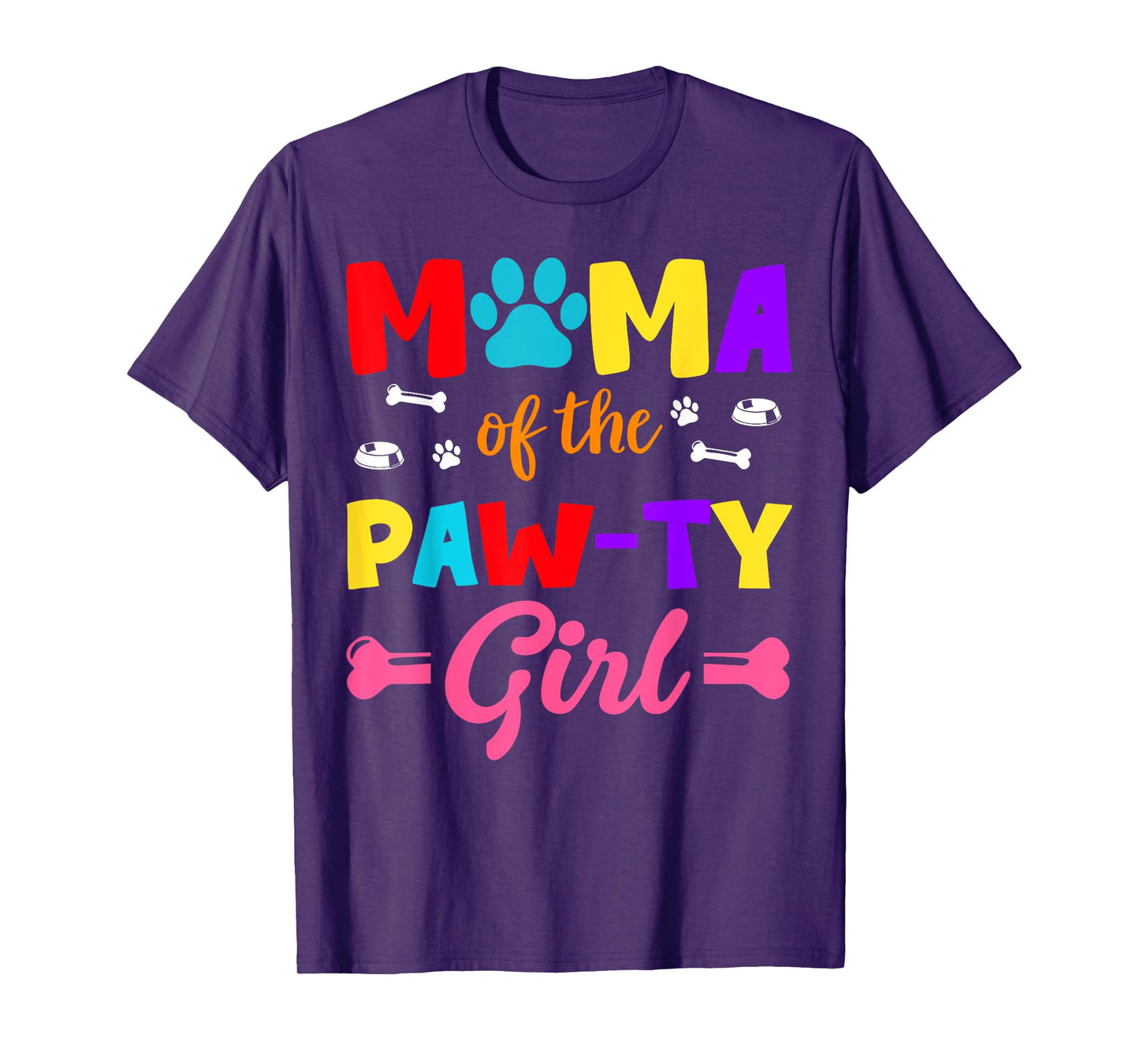 Mama Of The Paw-ty Girl Dog Family Matching Party T-Shirt
