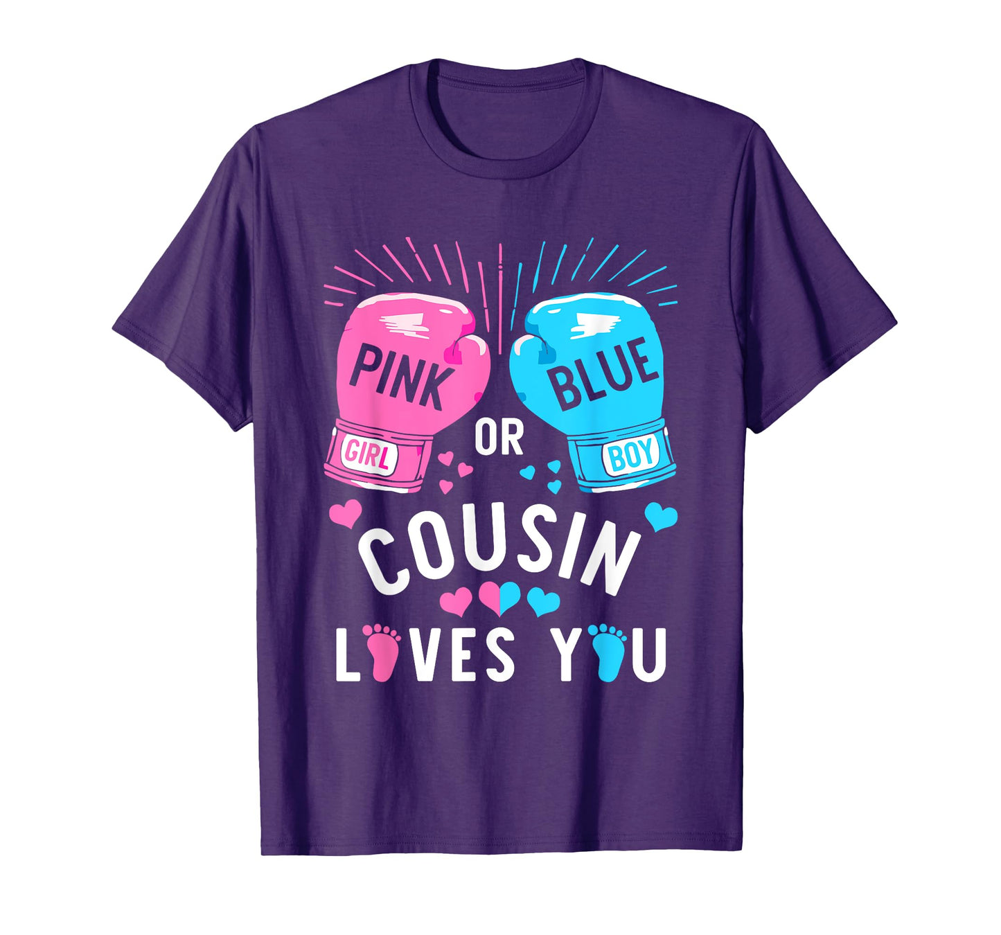 Pink Or Blue Cousin Loves You Boxing Gender Reveal Party T-Shirt