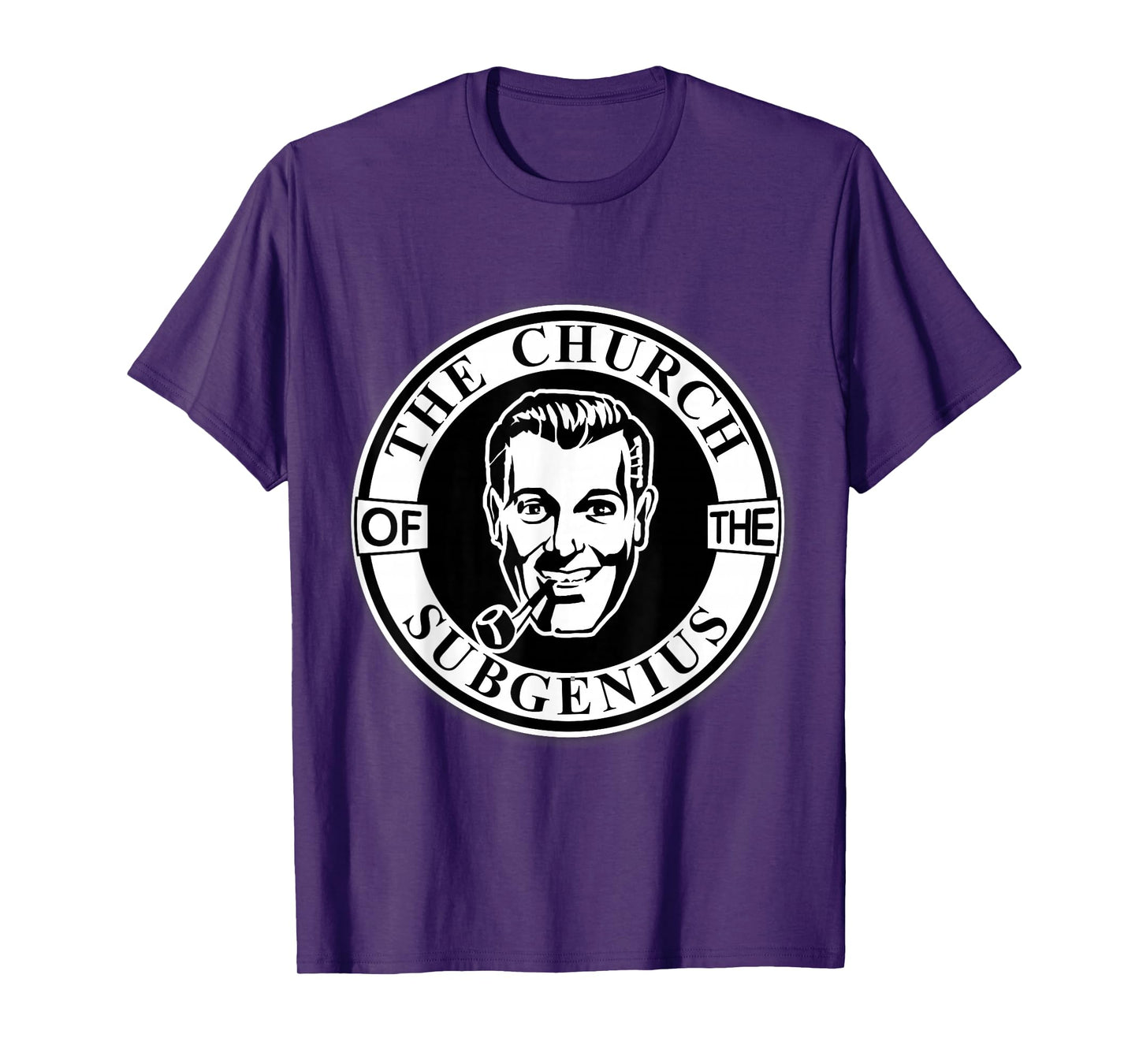 Apedes Unisex-Adults Black Classic Fit Short Sleeve Collarless Crew Neck T-Shirt - Church of the SubGenius - Religion Parody Prophet Church T-Shirt - Small