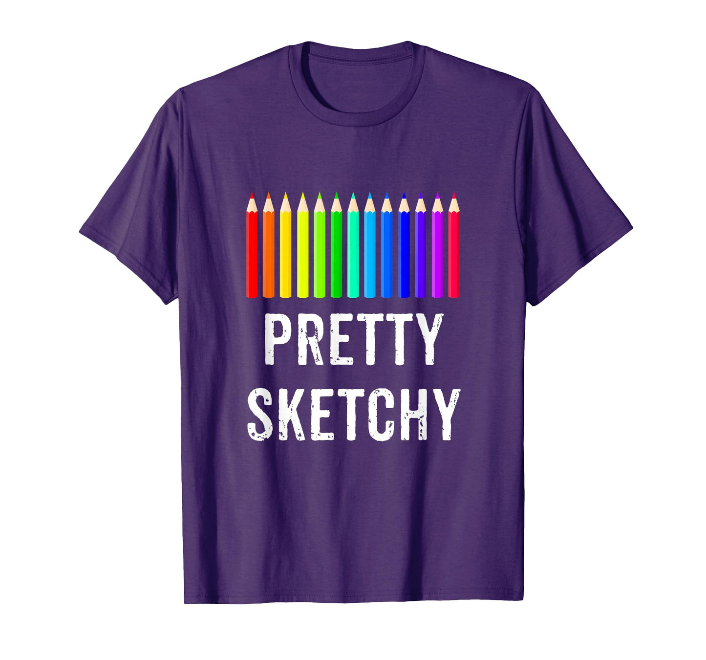 Bright Colored Pencils Art School Camp Apparel Co. Unisex Adults & Kids Art Themed T-Shirt - Black, Small, Modern, Casual, Short Sleeve, Sketch