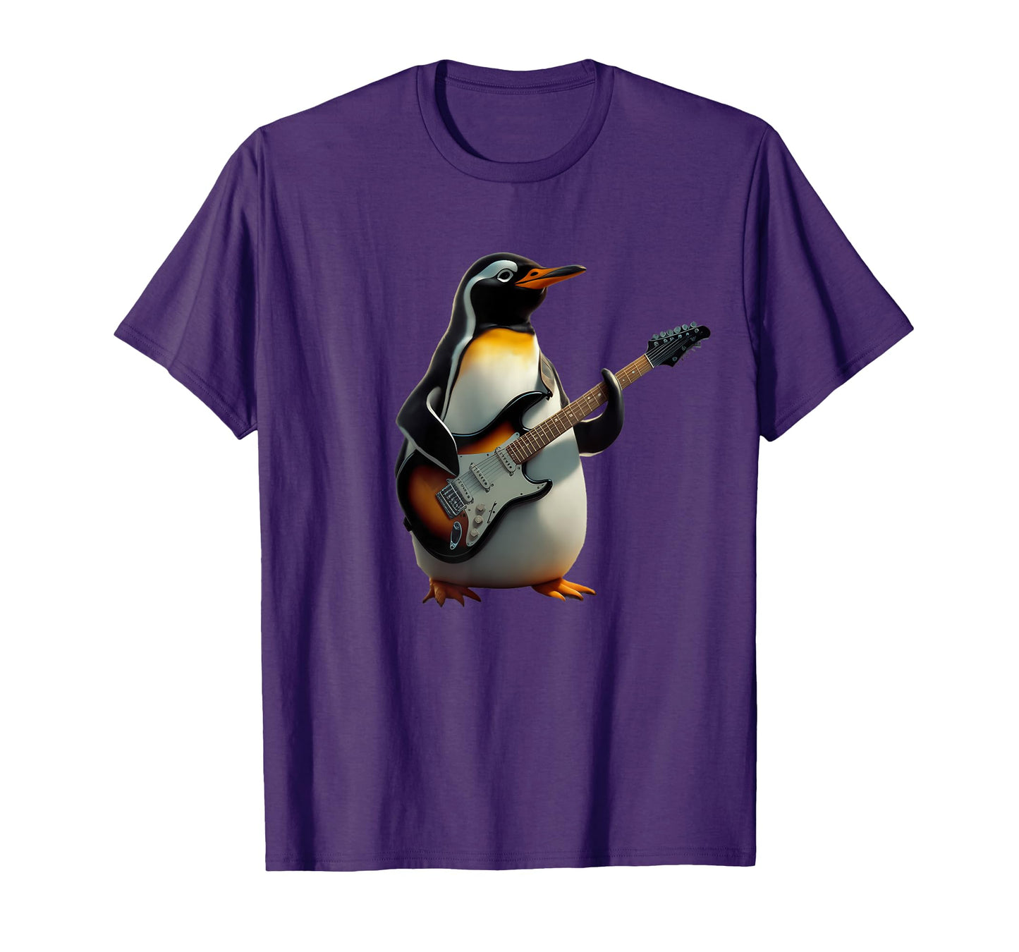 Funny Penguin Playing Electric Guitar Music Cute Penguin T-Shirt