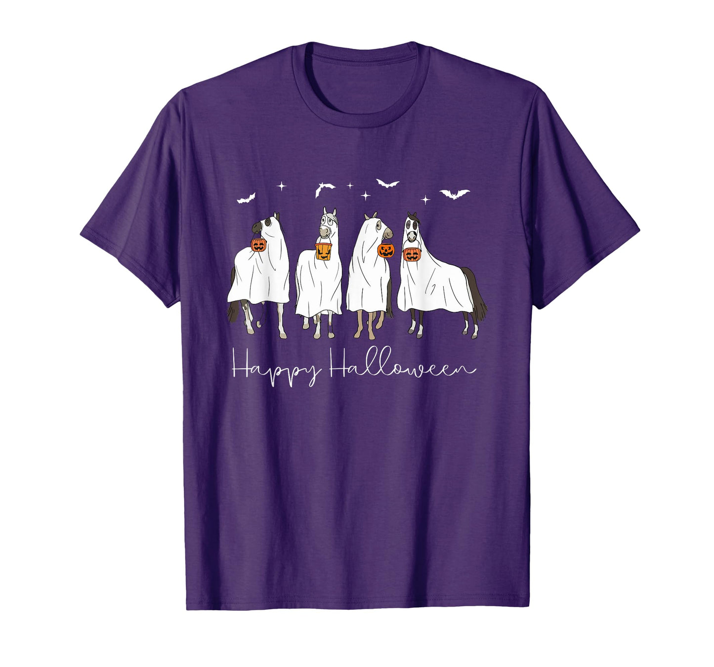Happy Halloween Horse Ghost Spooky Season Horse Lover Womens T-Shirt