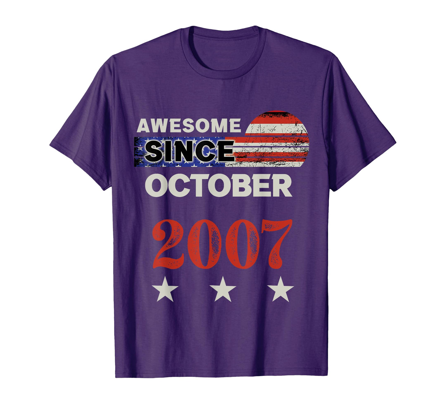 Awesome Since 2007 Vintage USA Flag Classic October 2007 T-Shirt