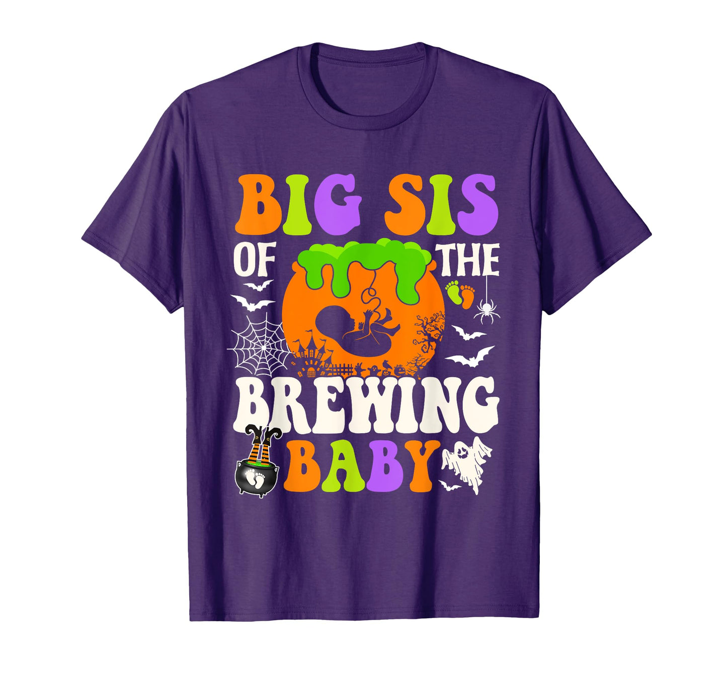 Big Sis Of The Brewing Baby Halloween Pregnancy Baby Shower T-Shirt