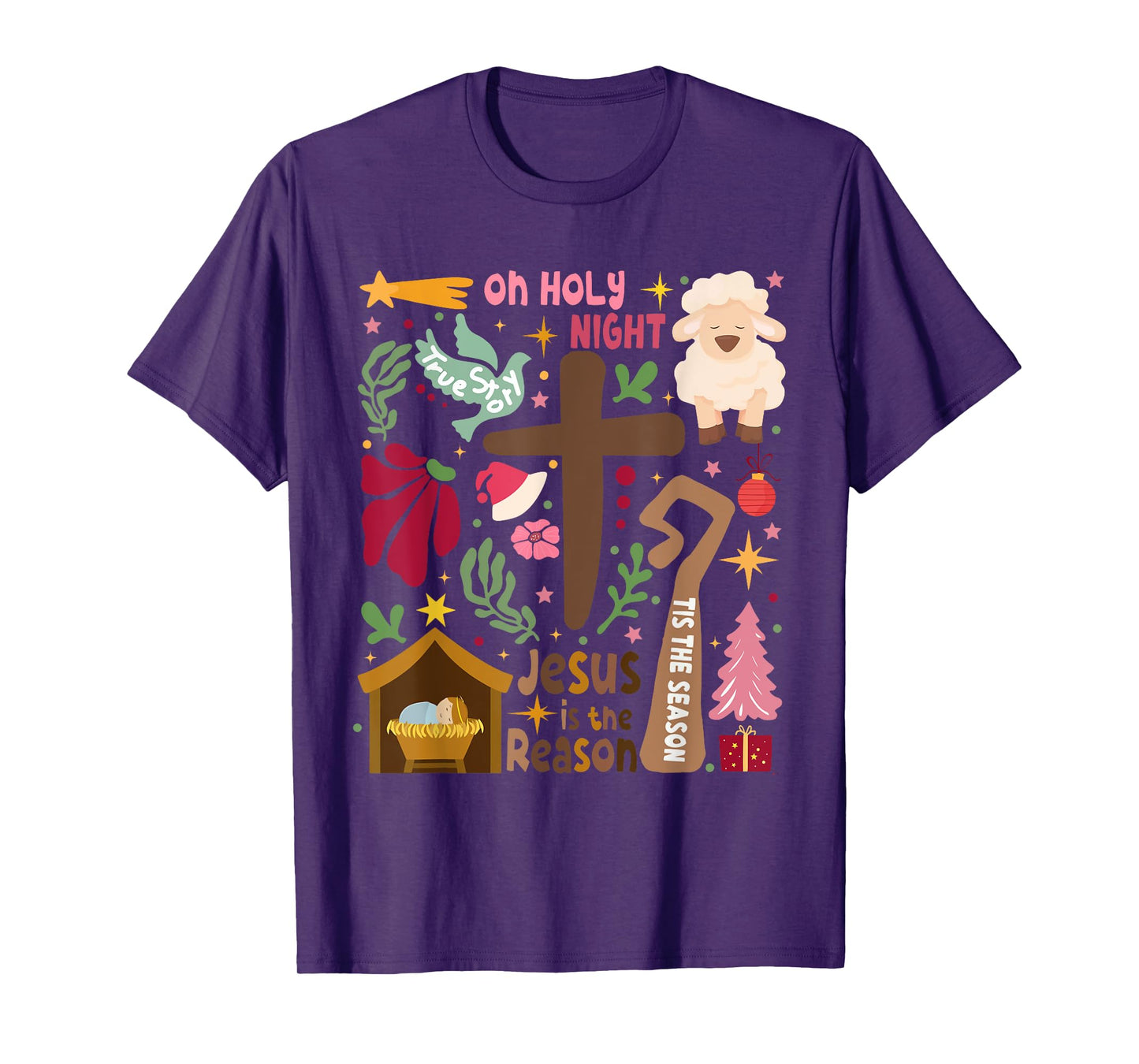 Jesus Is The Reason Christian Cross Christmas Xmas Pajamas T-Shirt