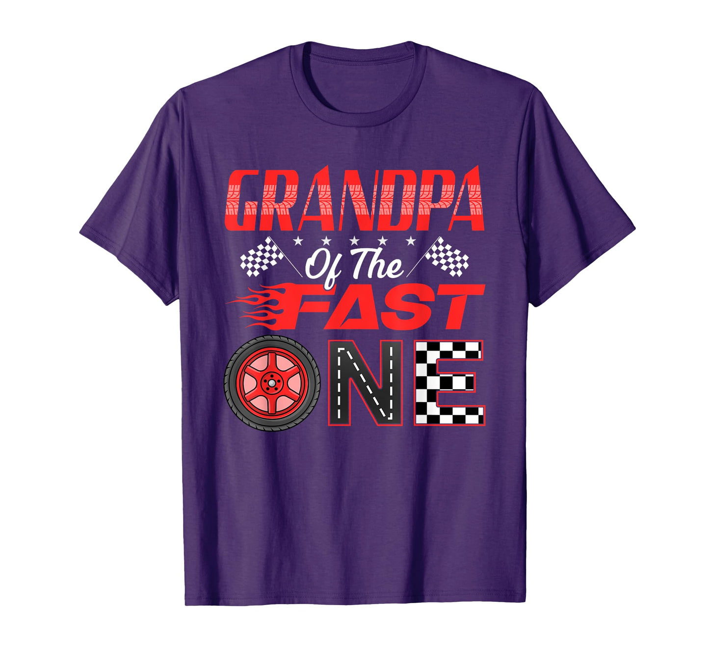 Grandpa of The Fast One First Birthday Racing Car Family T-Shirt